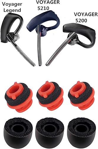 Miniatura 5 de Voyager 5200 - Juego de 3 almohadillas de repuesto de espuma viscoelástica para Plantronics Voyager 5200, 3 adaptadores de repuesto para auriculares