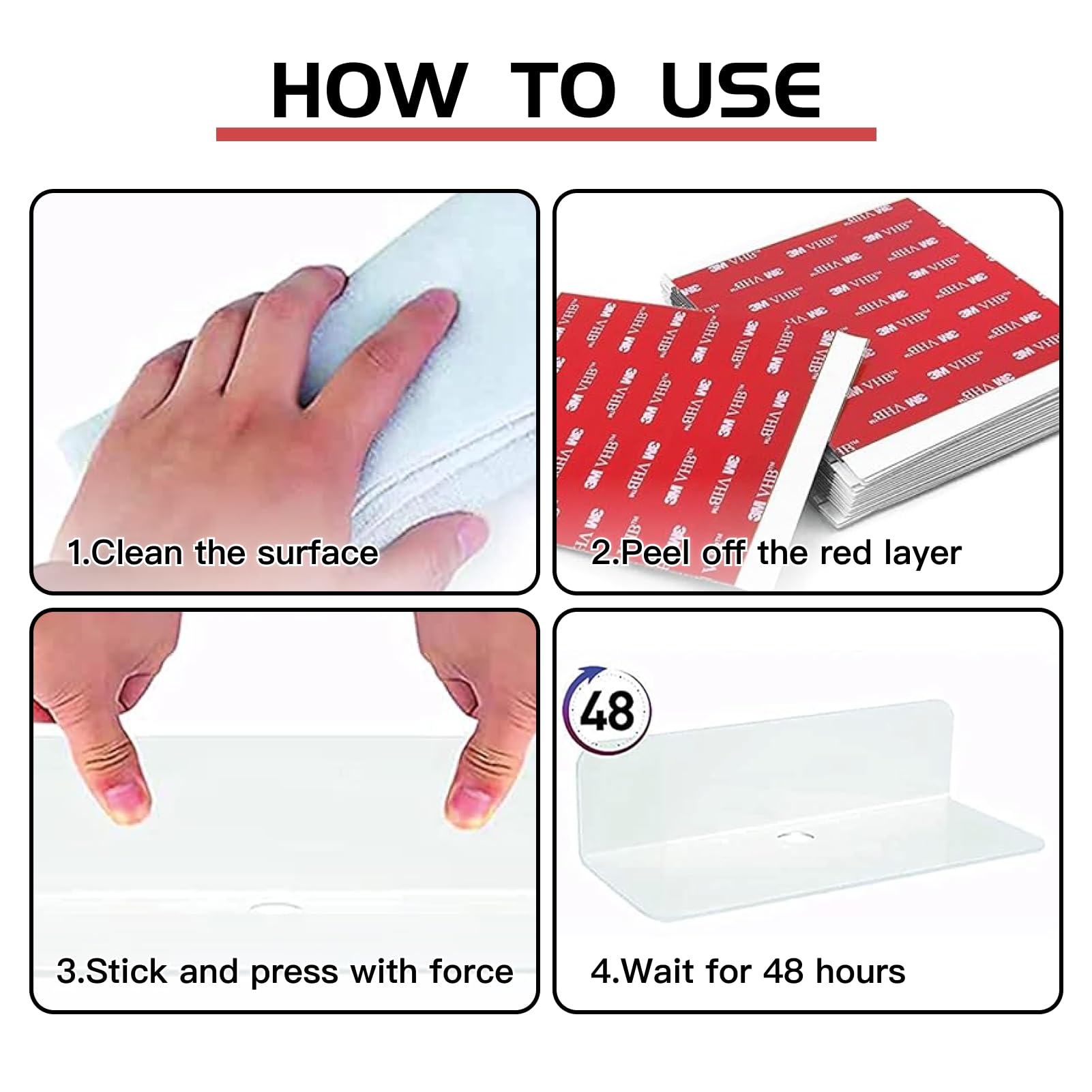 10 Pads Biadesivi VHB Extraforti - 50x50 Mm, Per Auto, Casa, Ufficio