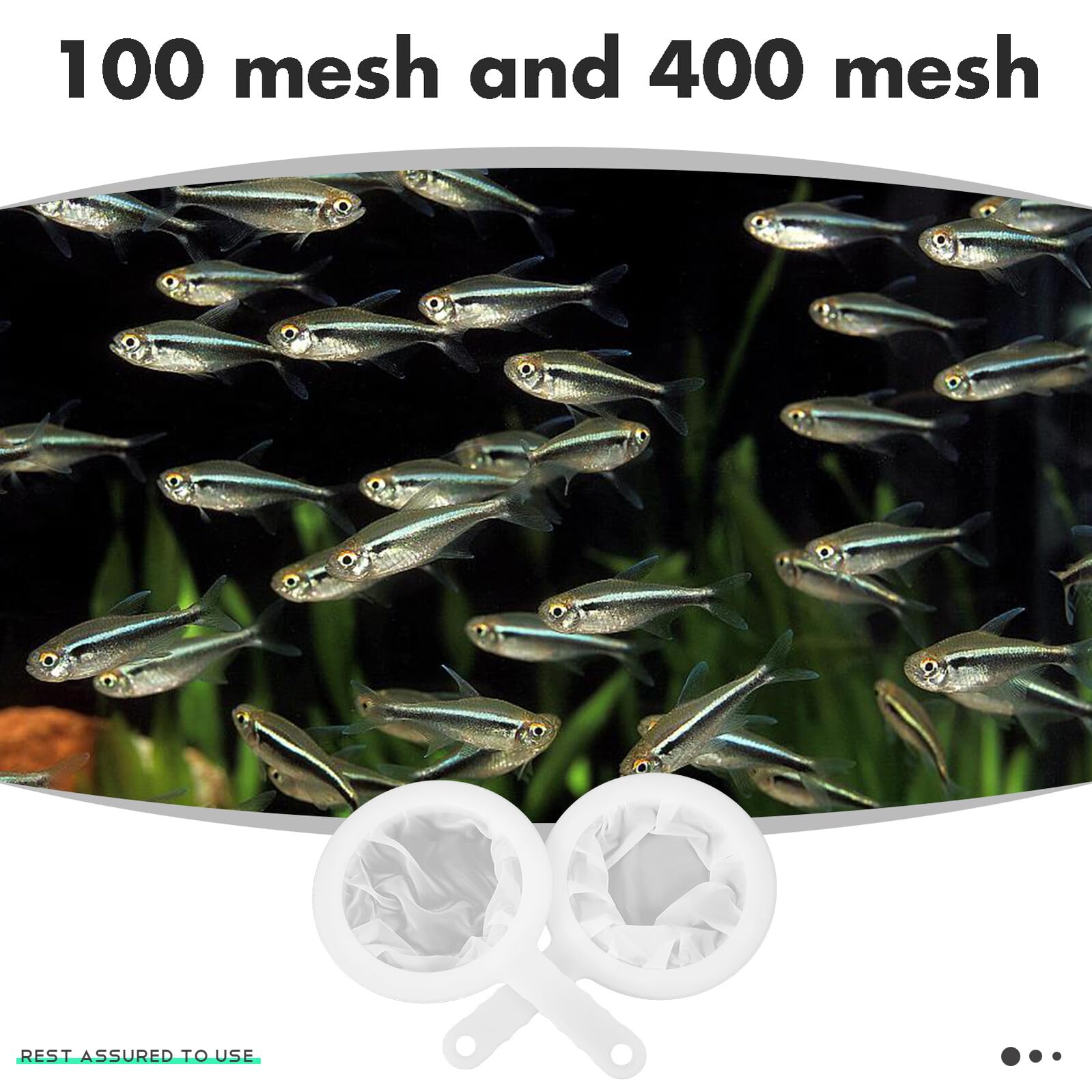2 Stück Aquarium Fischernetz aus Pp und Polyester Feinmaschig 100 und 400 Mesh Leicht zu Tragen und Praktisch zu Verstauen für Garnelen und Fische im Aquarium
