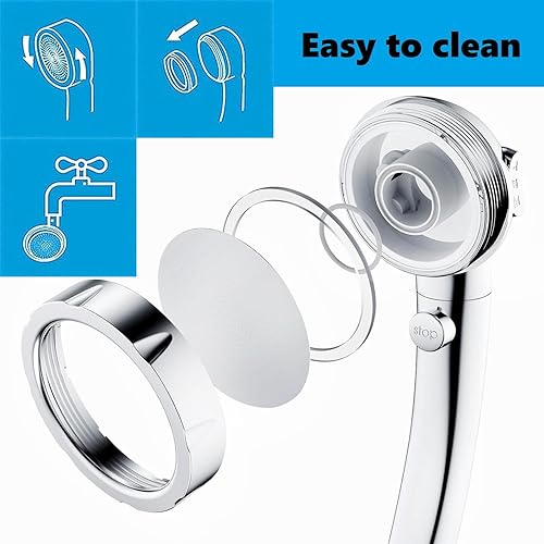 Miniatura 5 de Cabezal de ducha de mano de alta presión con interruptor de pausa de encendidoapagado, cabezal de ducha de 3 ajustes de pulverización con