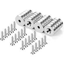 Neosmuk Magnets with Screws,40lbs+ Heavy Duty Rare Earth Neodymium Mounting Magnets with Holes, Countersunk Round Disc Industrial Magnets for Wall Mounting, 20 Pack