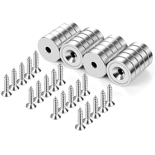 Vista 24 de Neosmuk Imanes con tornillos, imán de disco de neodimio fuerte de 130 libras con agujeros en el centro, imán de taza con orificio de montaje