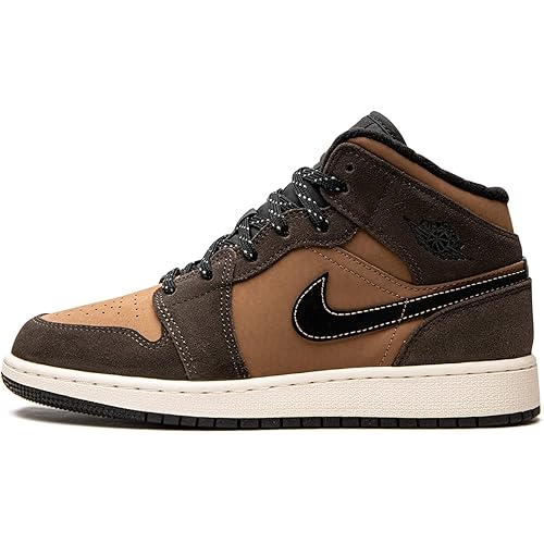 Nike Jordan Youth Air Jordan 1 Mid SE (GS) DC7248 200 - Size 7Y, Dark Chocolate/Crimson Bliss