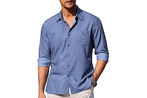 Men's Wrinkle-Resistant Chambray Shirts: Casual Long Sleeve Style