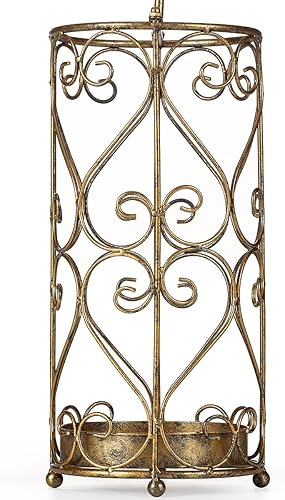 Miniatura 4 de Soporte para paragüas, estante para entrada, bastones para caminar, mango de pájaro de hierro fundido y bandeja de goteo (oro antiguo)