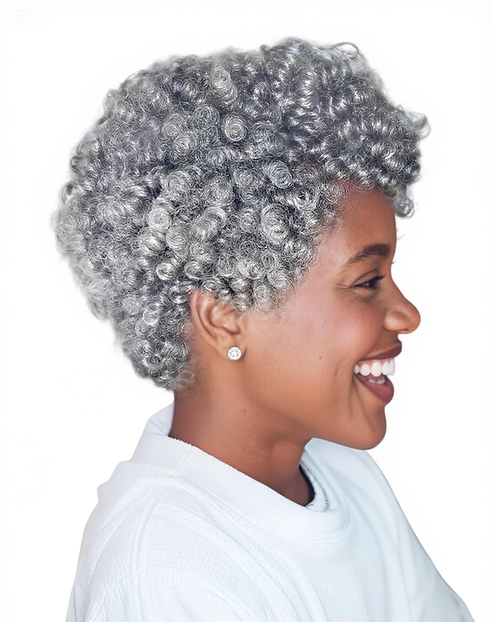 Queentas 10inches Grey 3 Pack Saniya Kenzie Toni Curl Crochet Carrie Curl(8mm) Synthetic Hair Extensions(Natural Black Mixed Grey)