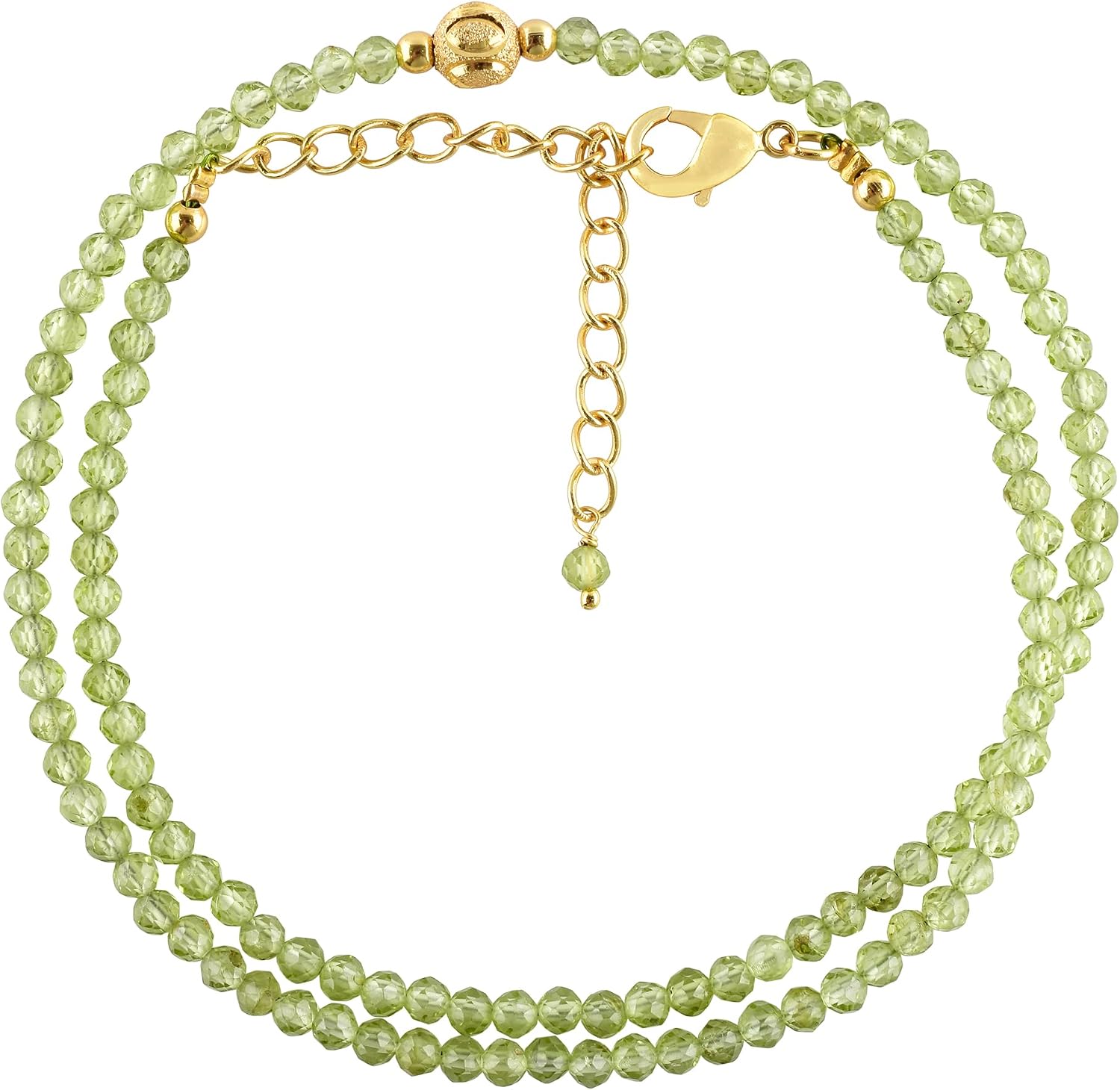 InfinityGemsArt Gold Necklace For Women, Birthstone Crystals, Beaded Gemstones Choker, Western Jewelry, 14K Gold Plated 18 Inch Adjustable Chain, Gifts For Her