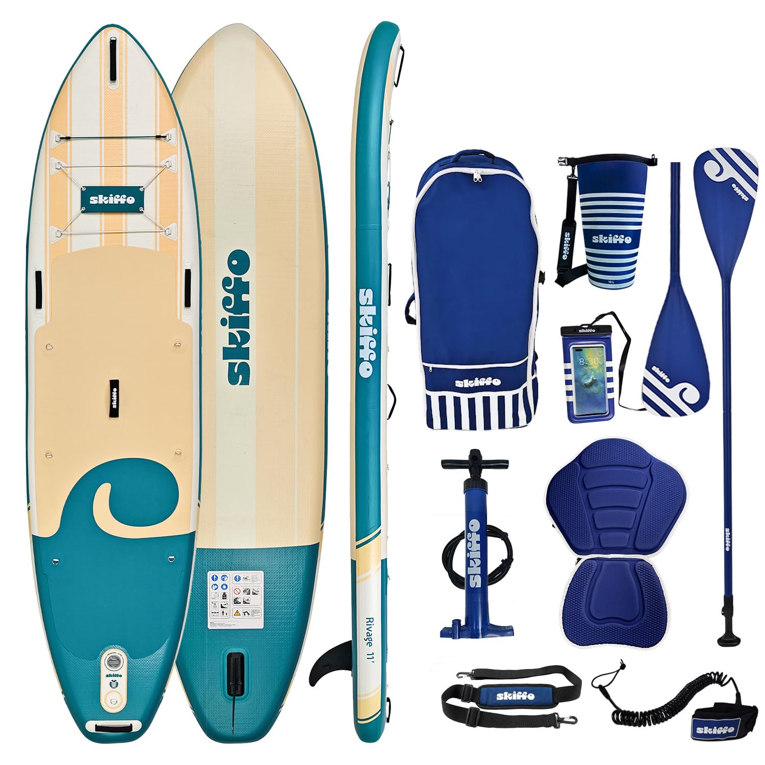 Skiffo Rivage Lagoon 11' – Sup Inflable 2 en 1 Kayak Completo – 335 x 86 x 15 cm – MAX 160 kg – Estable y versátil – Diseño único