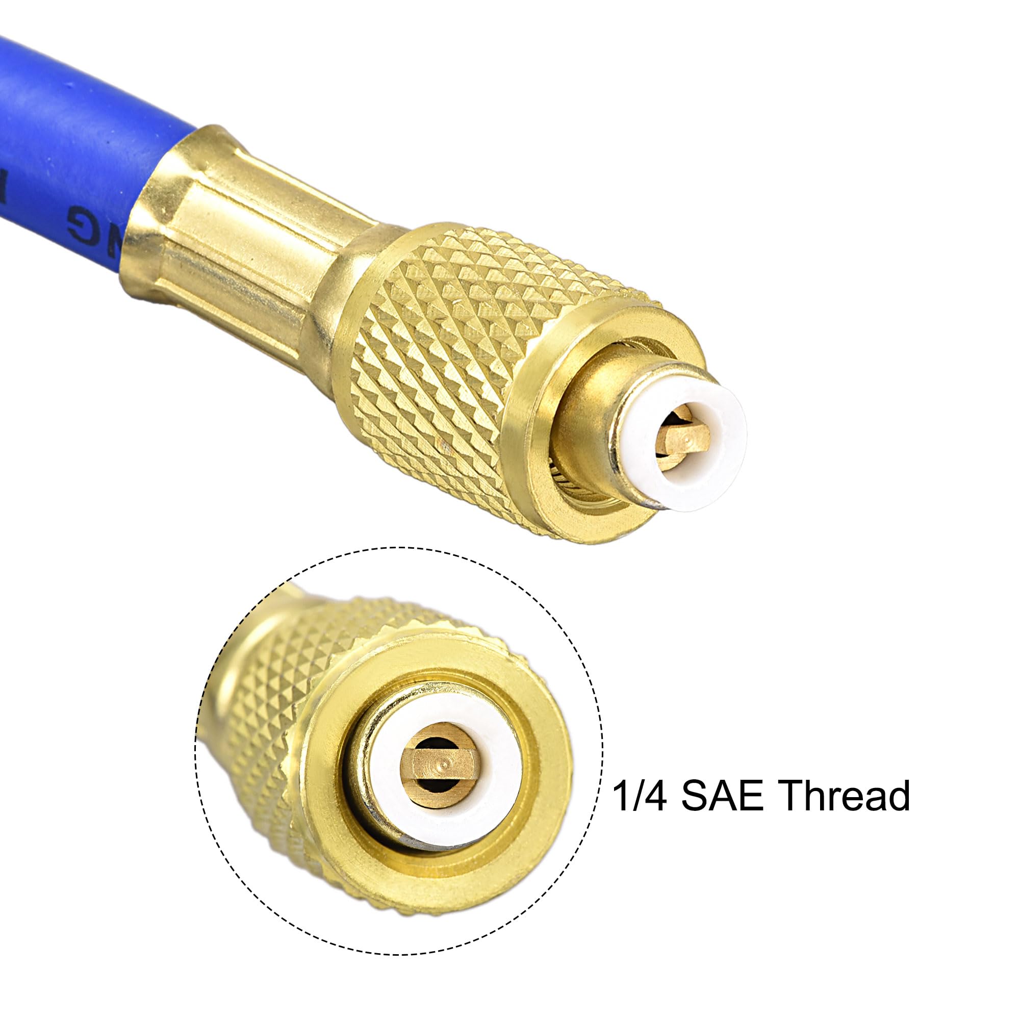sourcing map Tuyau Remplissage réfrigérants 1/4pouce Filetage 4.92Pi Longueur 600PSI Tube pour Entretien Réfrigération Climatiseur Domestique Bleu