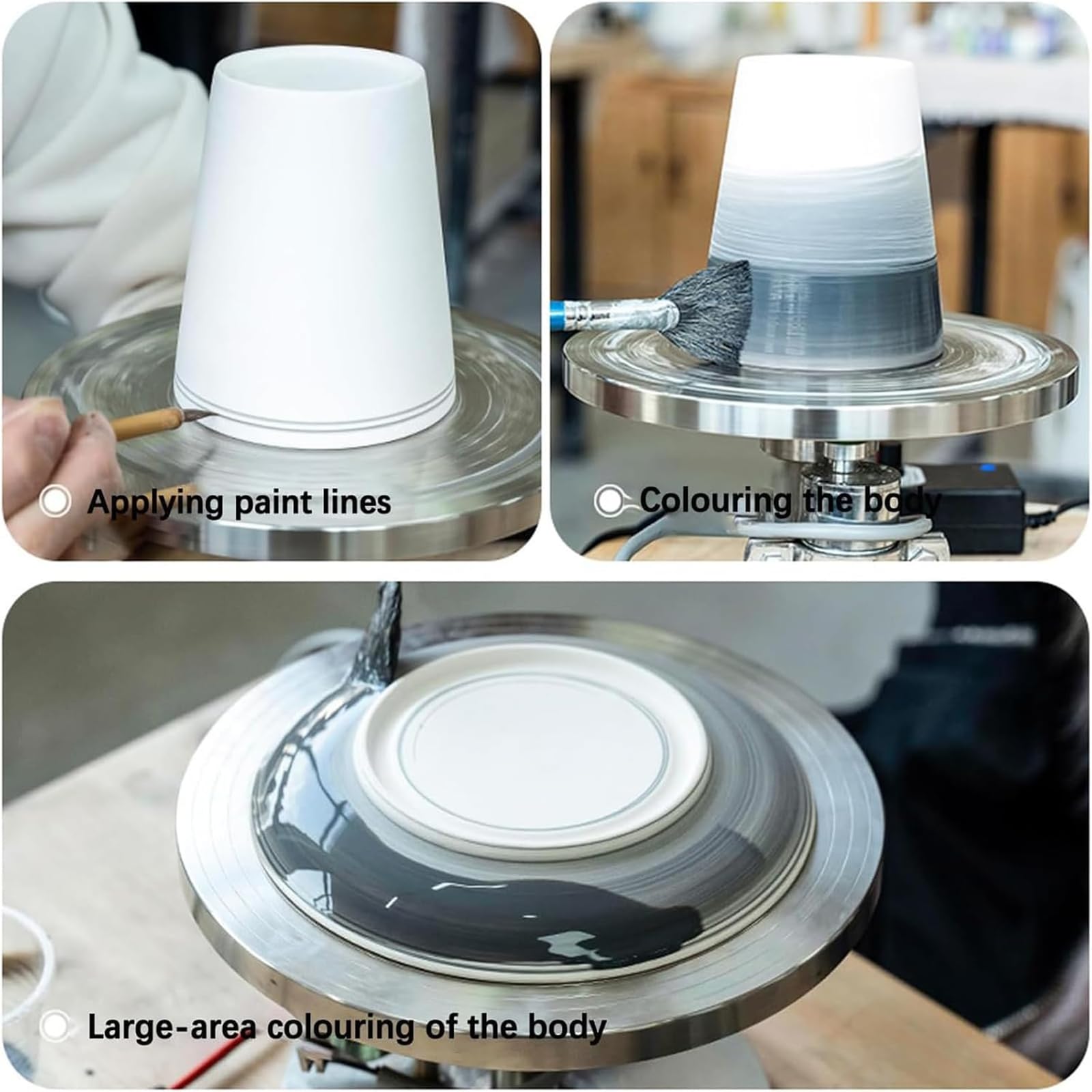 Plato Giratorio Eléctrico De Acero Inoxidable Para Cerámica, Pequeño Torno De Arcilla, Herramientas De Bricolaje Con Plato Giratorio De 20 Cm, Diseño De Anillo Antideslizante Y Ajuste De 0 a 120 RPM.