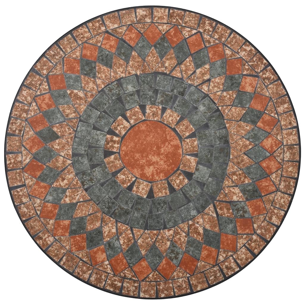 Tavolo da bistrot con mosaico arancione grigio con piano in ceramica, diametro 60 cm, struttura in ferro verniciato a polvere, stabile e facile da pulire, per giardino, terrazza, balcone, uso