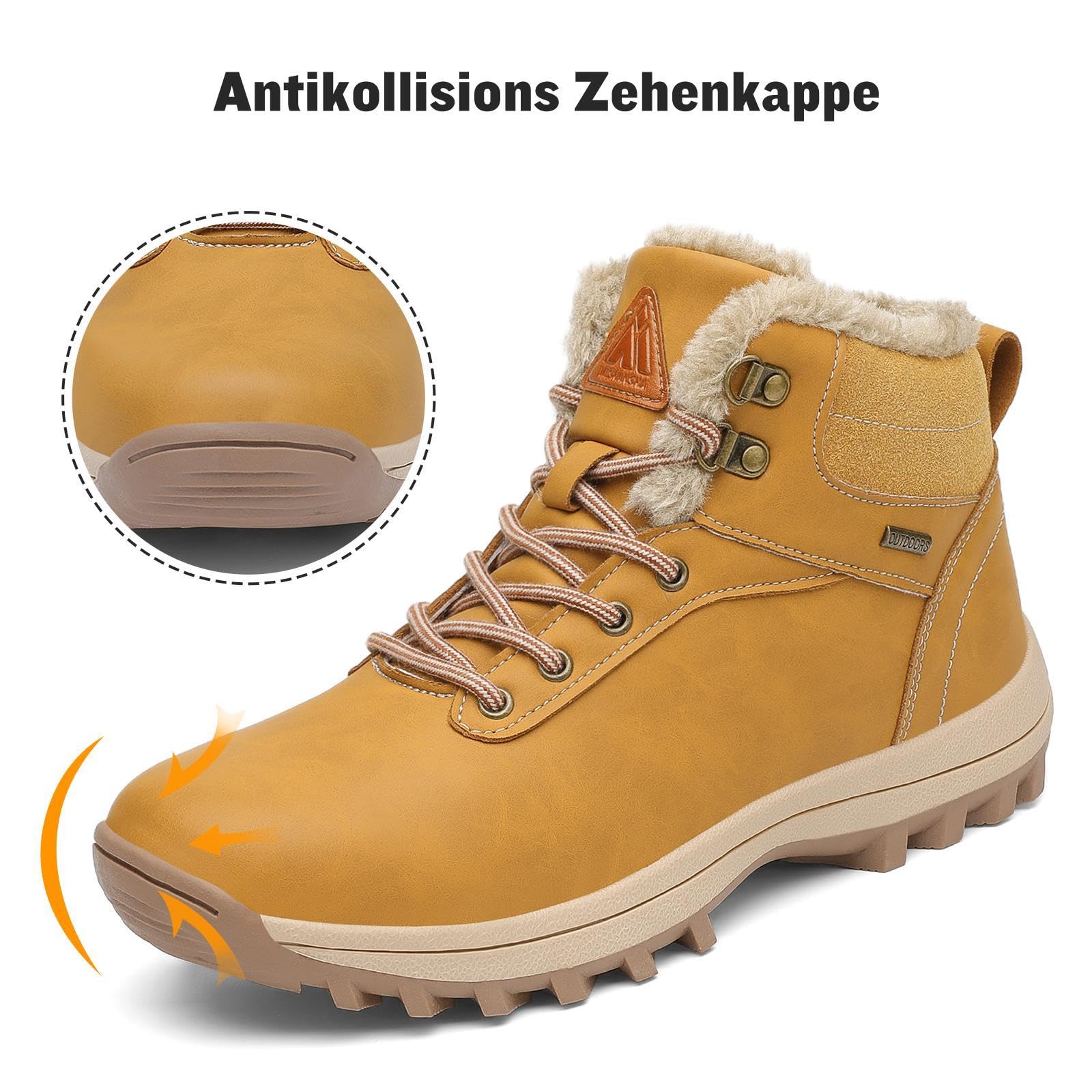 Mishansha Scarpe Uomo Donna Invernali Impermeabili Antiscivolo Stivaletti Invernali con Pelo, Gr.36-48