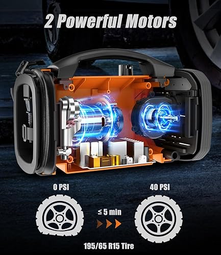 Miniatura 4 de Avid Power Inflador de neumáticos, compresor de aire portátil, fuente de alimentación múltiple, bomba de aire para automóvil con modos de inflado y