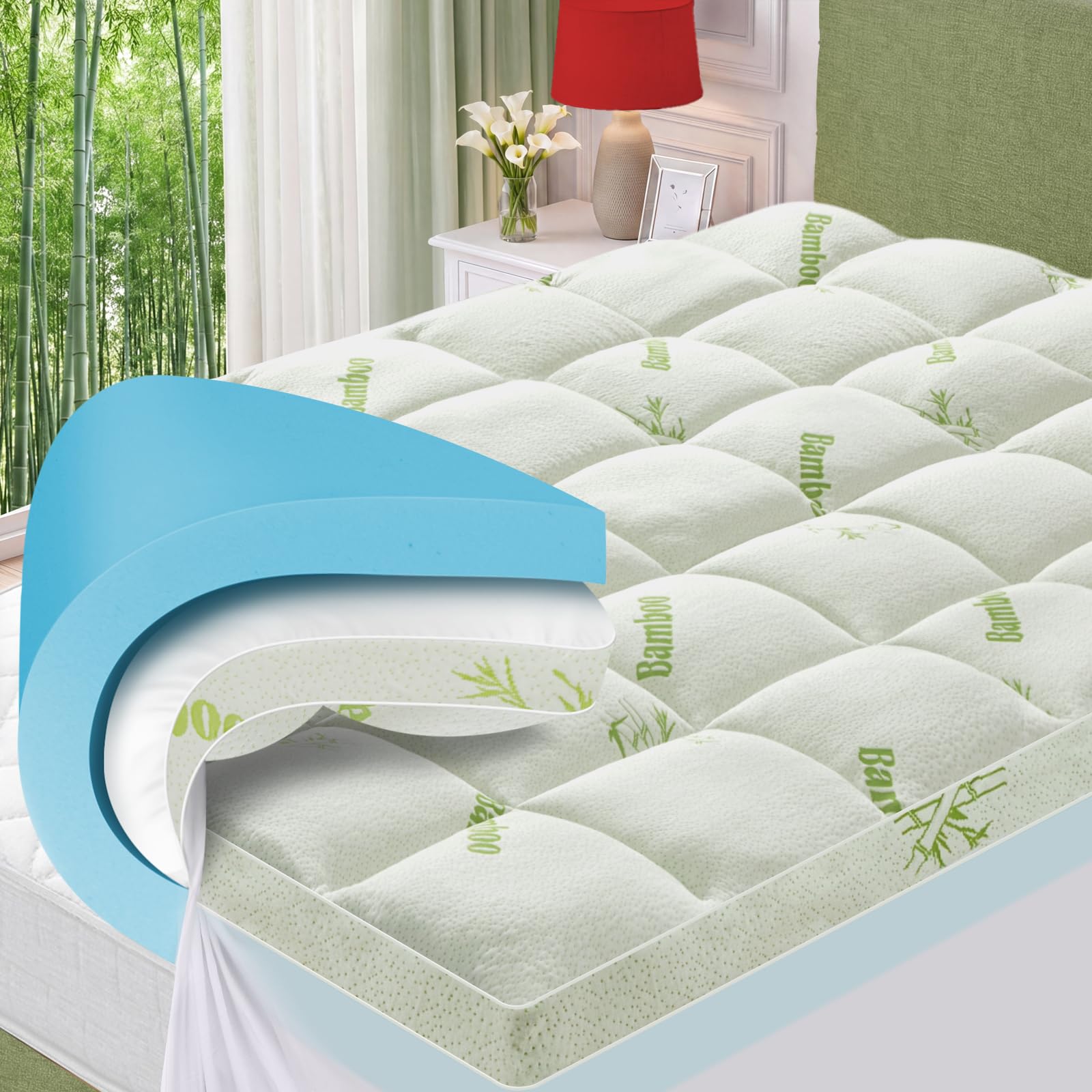 GRUSIGN 4 Inch Dual Layer Gel Foam Mattress Topper