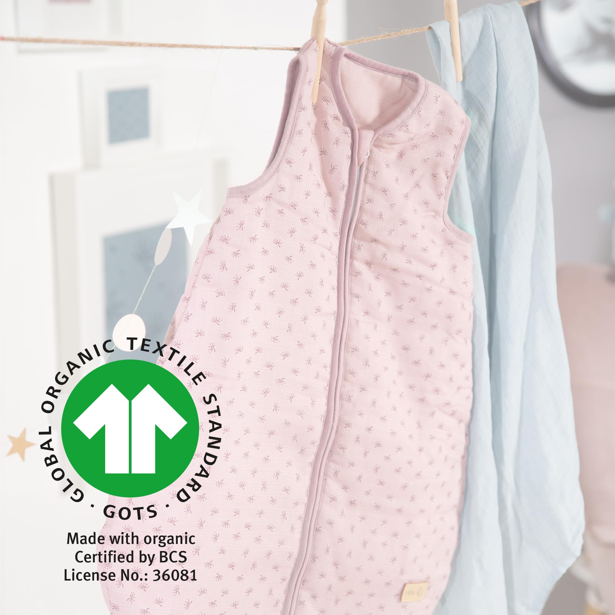 roba Babyschlafsack Lil Planet für Neugeborene - 90 cm - Ganzjahres Schlafsack aus Bio Baumwolle - Musselin GOTS - Rosa / Mauve
