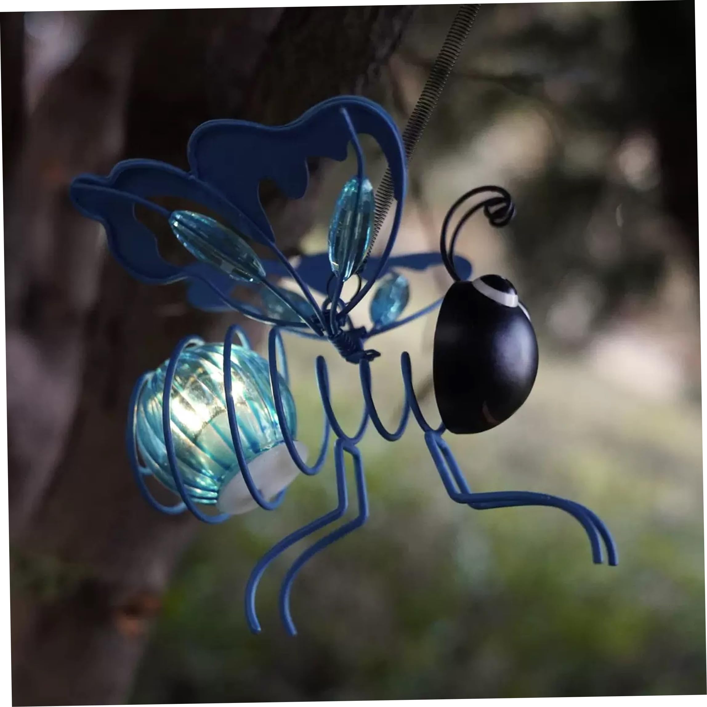 Faticenic 2pcs Solar Bee Lights Outdoor, Hanging Bee Solar Light Decor For Outside, Waterproof Metal Led Garden Ornaments (blue), Lights, Garden Décor