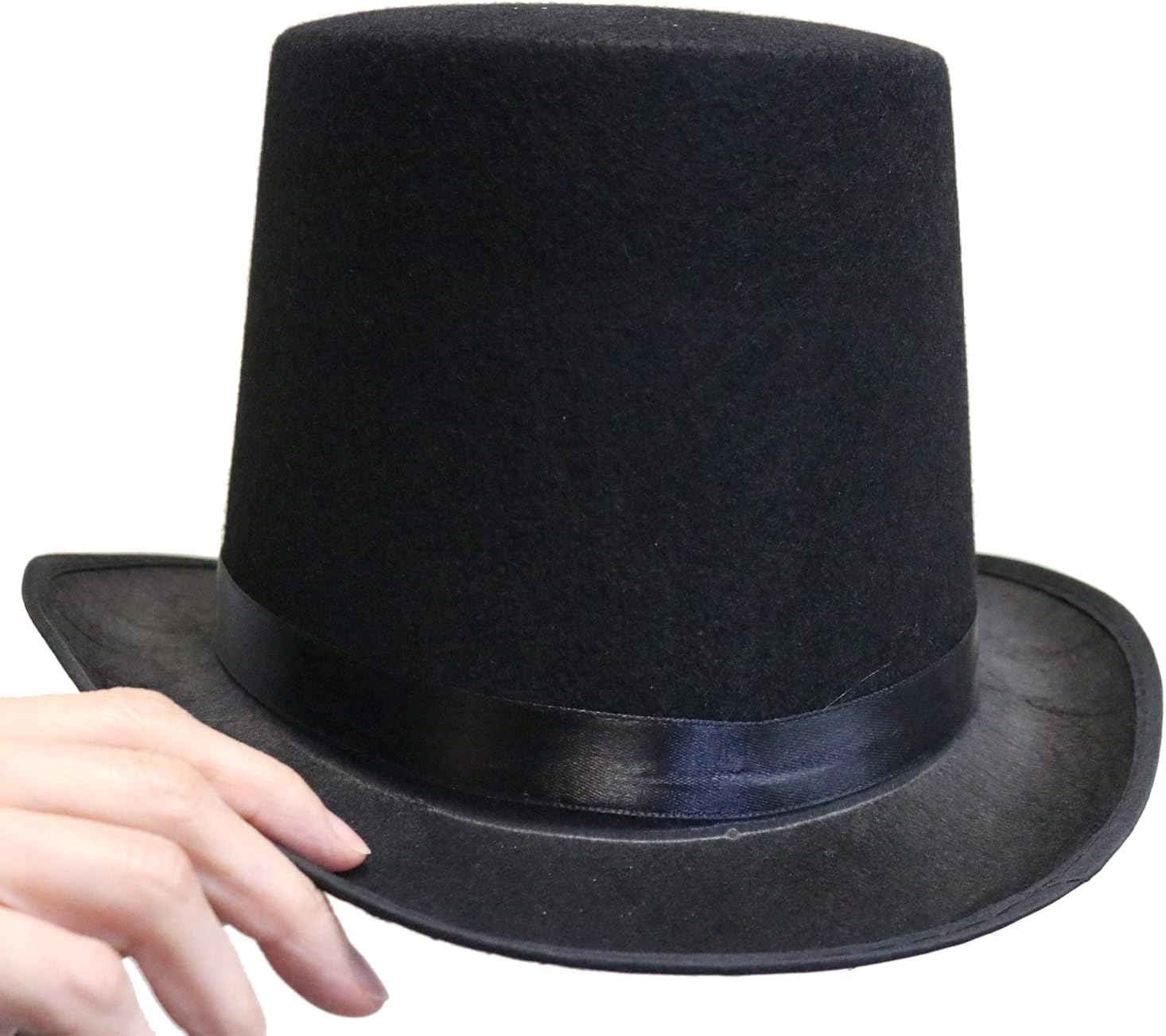 GiftExpress 6" Tall Black Magician Felt Top Hat for Adults, Butler Costume Top Hat, Ringmaster Hat, Steampunk Hat, Dress Up Party Hat - Image 3