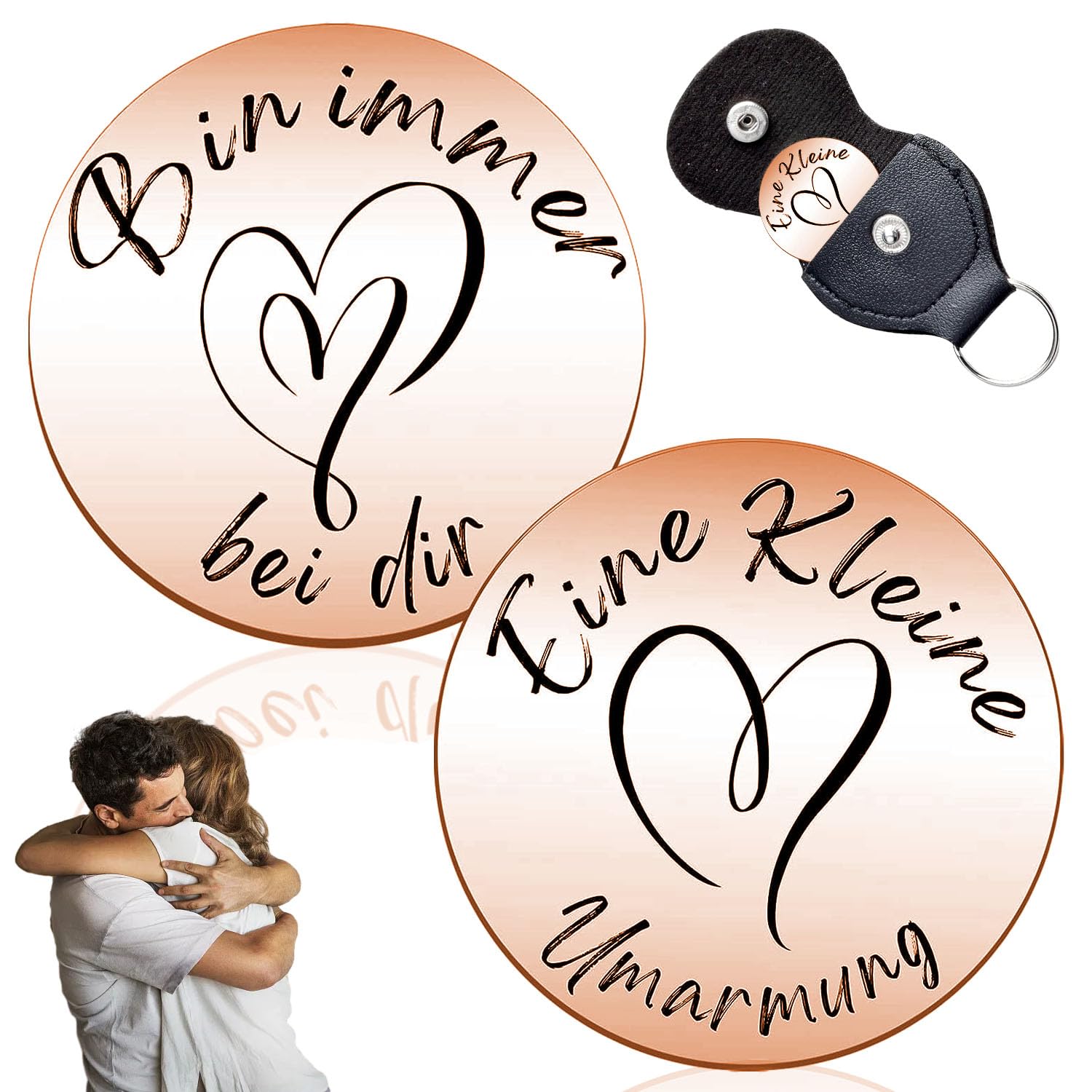 Cadeau Meilleure Amie - Bracelet Cœur Infini + Pièce Porte-Bonheur - Set De Poche Avec Porte-Clés