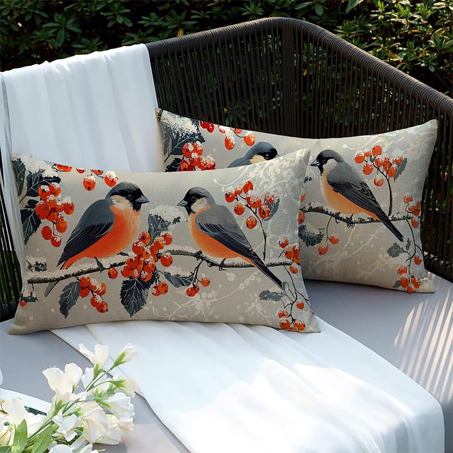 Housses de coussins lin 70x40cm lot de 2 animaux imperméables XC-9433 pour canapé lit
