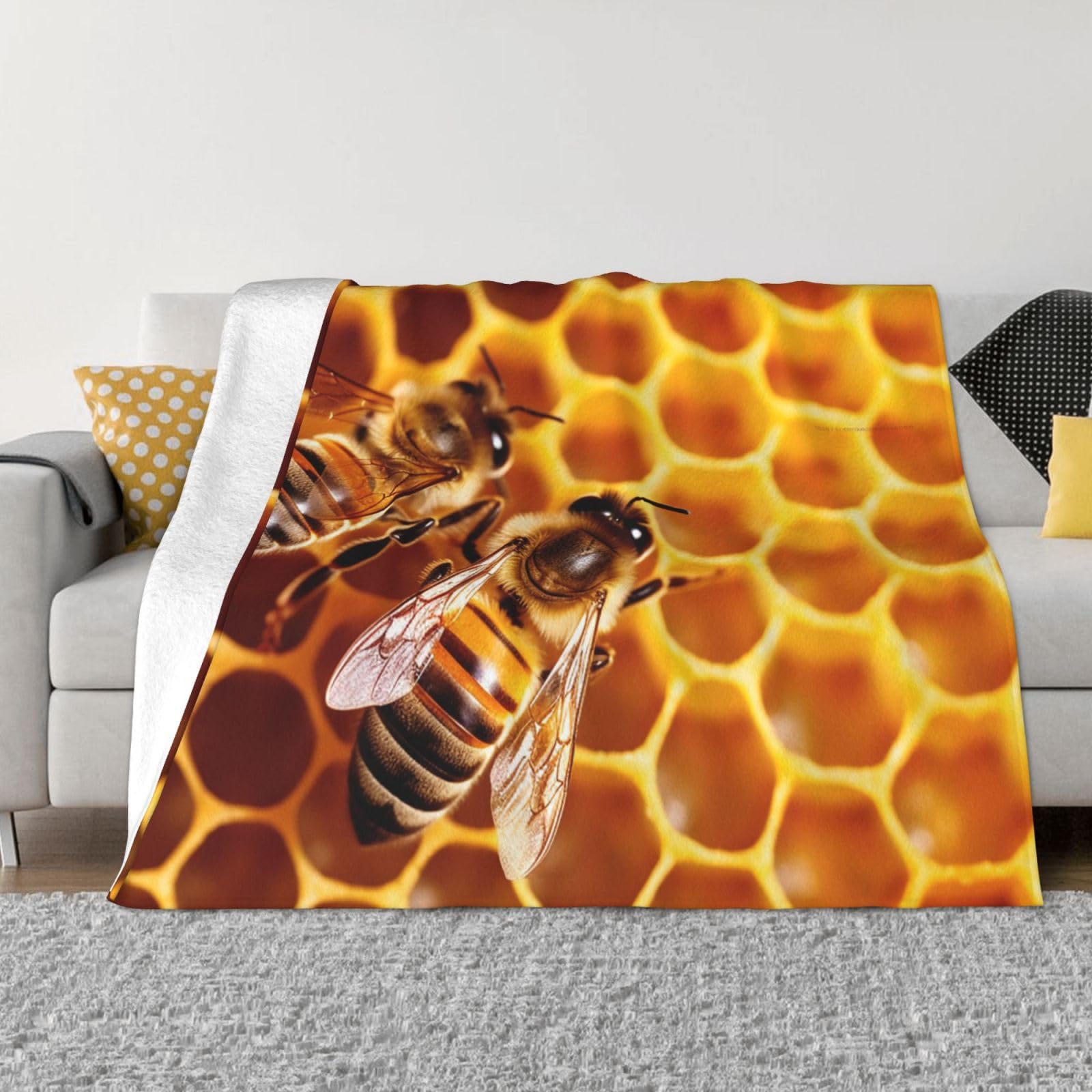 Jetés nid d'abeille pour voyage et canapé, plaid en microfibre douce