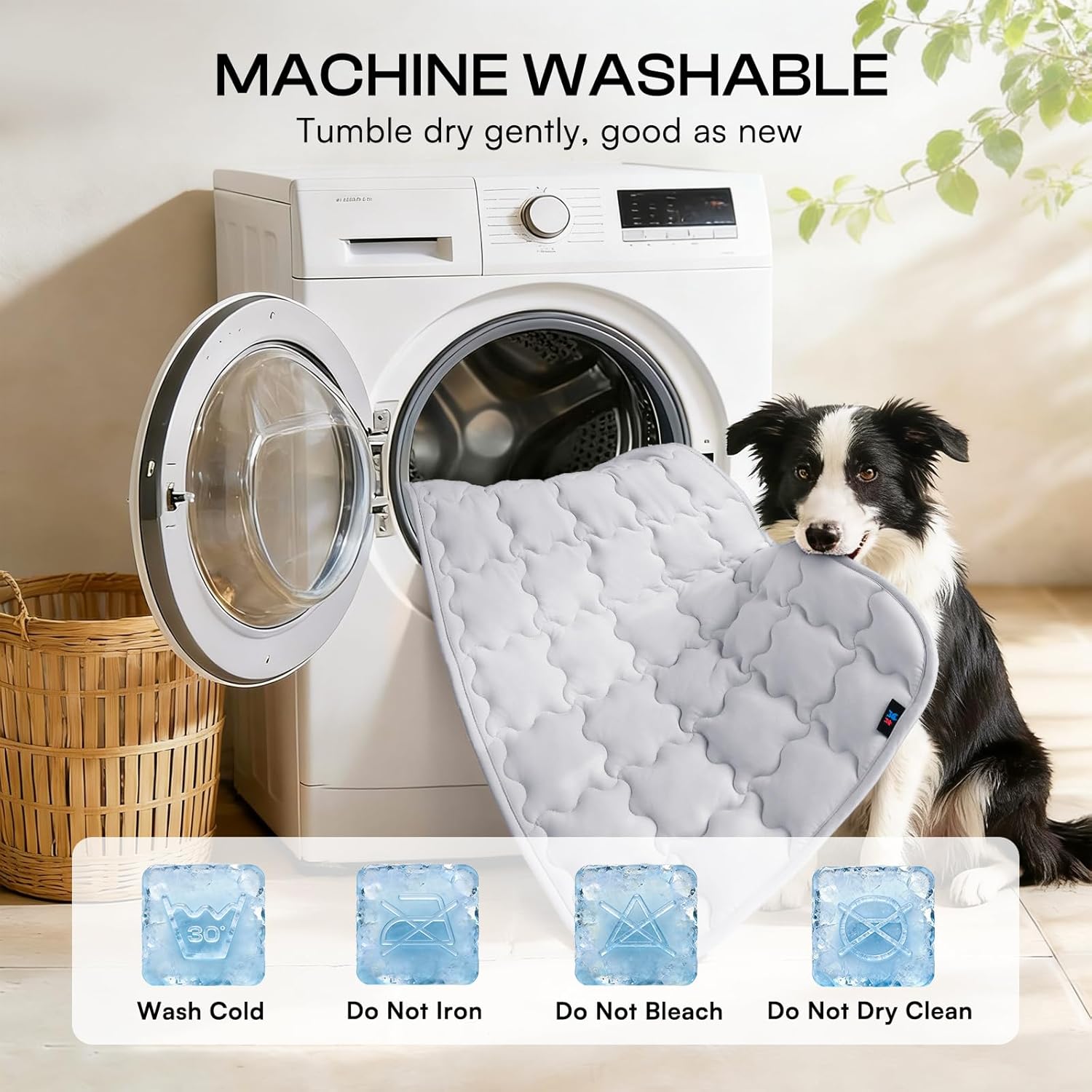 Luciphia Premium Dog Cooling Mat Non-Slip Q-MAX>0.5 Self-Cooling Pad for Medium Pet Indoor Portable Kennel Puppy Bed for Summer Crate Pad for Dog Washable Light Grey 30x40 inches