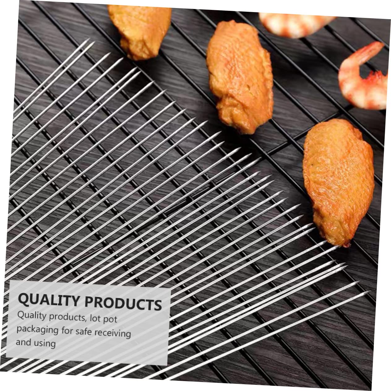 VICASKY Spiedini per Barbecue Spiedini Rotondi in Acciaio Inox 304 100 Pezzi Resistenti ad Alte Temperature per Barbecue a Casa e Picnic
