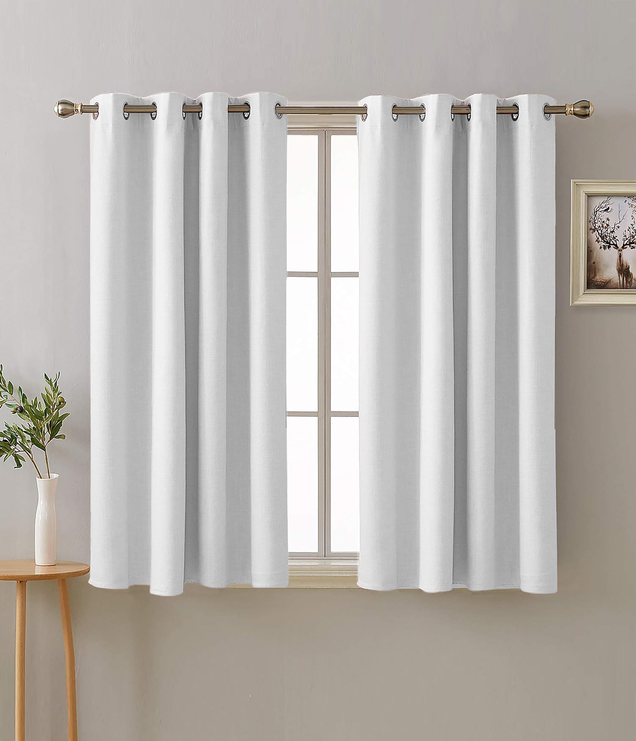 4-Layered Heavy Polyester Thermal Insulated Noise Reducing 100% Blackout Window Curtains - Set of 2 5Ft, White
