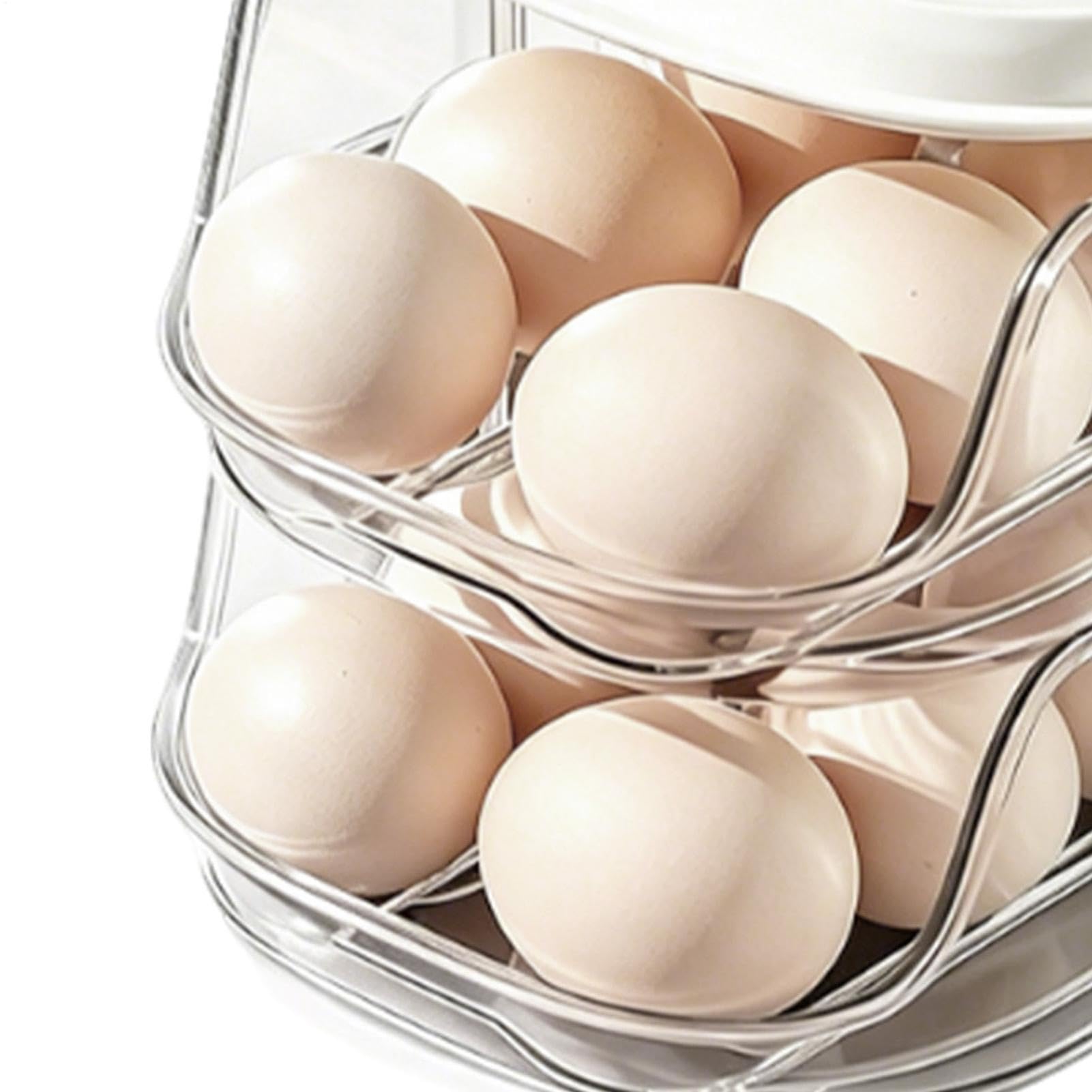 Soporte para huevos para frigorífico, 12,4 pulgadas, para huevos rodantes, bandeja dispensadora automática de ahorro de espacio para frigorífico, organizador de huevos de 3 capas con apertura