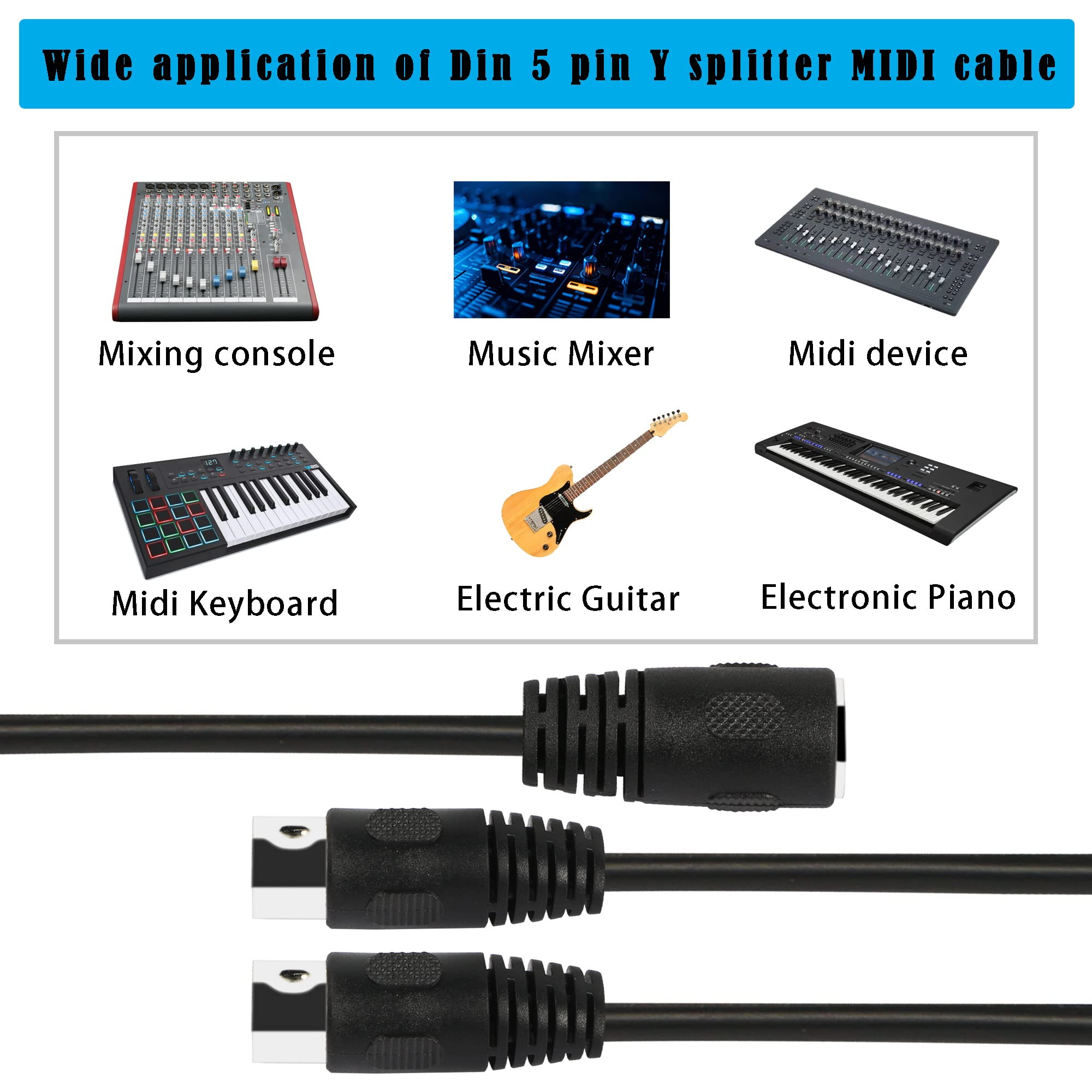 Cavo Splitter MIDI Y - Da 5 Pin Femmina A Doppio Maschio, Per Tastiere E Mixer - Foto 12