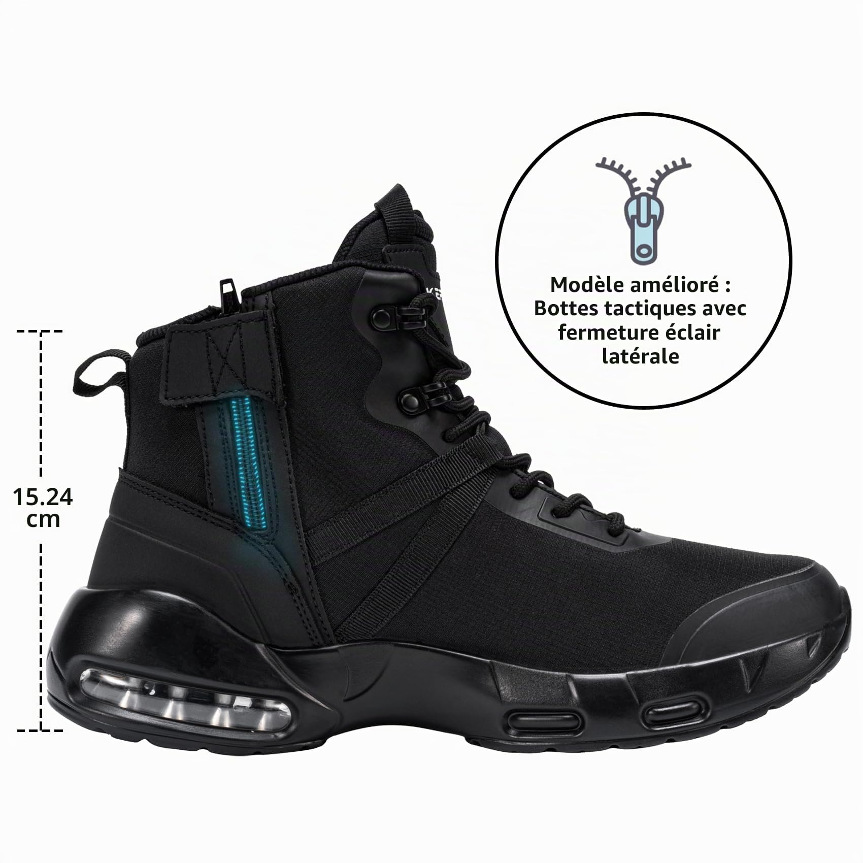 Chaussures Militaires et Bottes pour Homme Femme Imperméables Légères Résistantes Avec Fermeture Éclair Latérale Bottes de Combat Travail Randonnée Antidérapantes