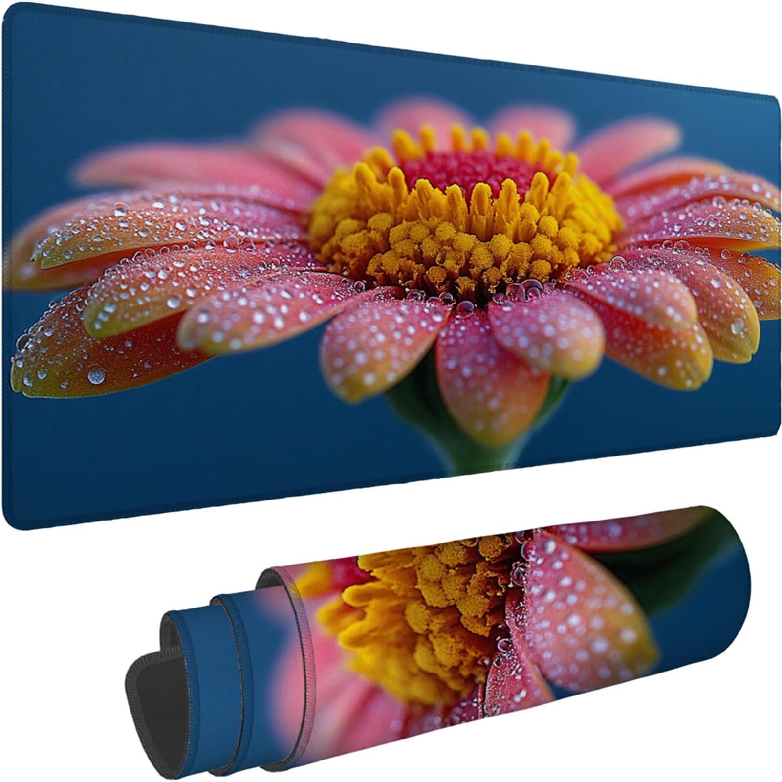 Gamingowa podkładka pod mysz 1200 x 600 x 3 mm, XXL, wodoszczelna, odporna na ścieranie, z przyszytymi krawędziami, niebieska, podkładka na biurko, poprawia prędkość i precyzję pod laptopa, komputer