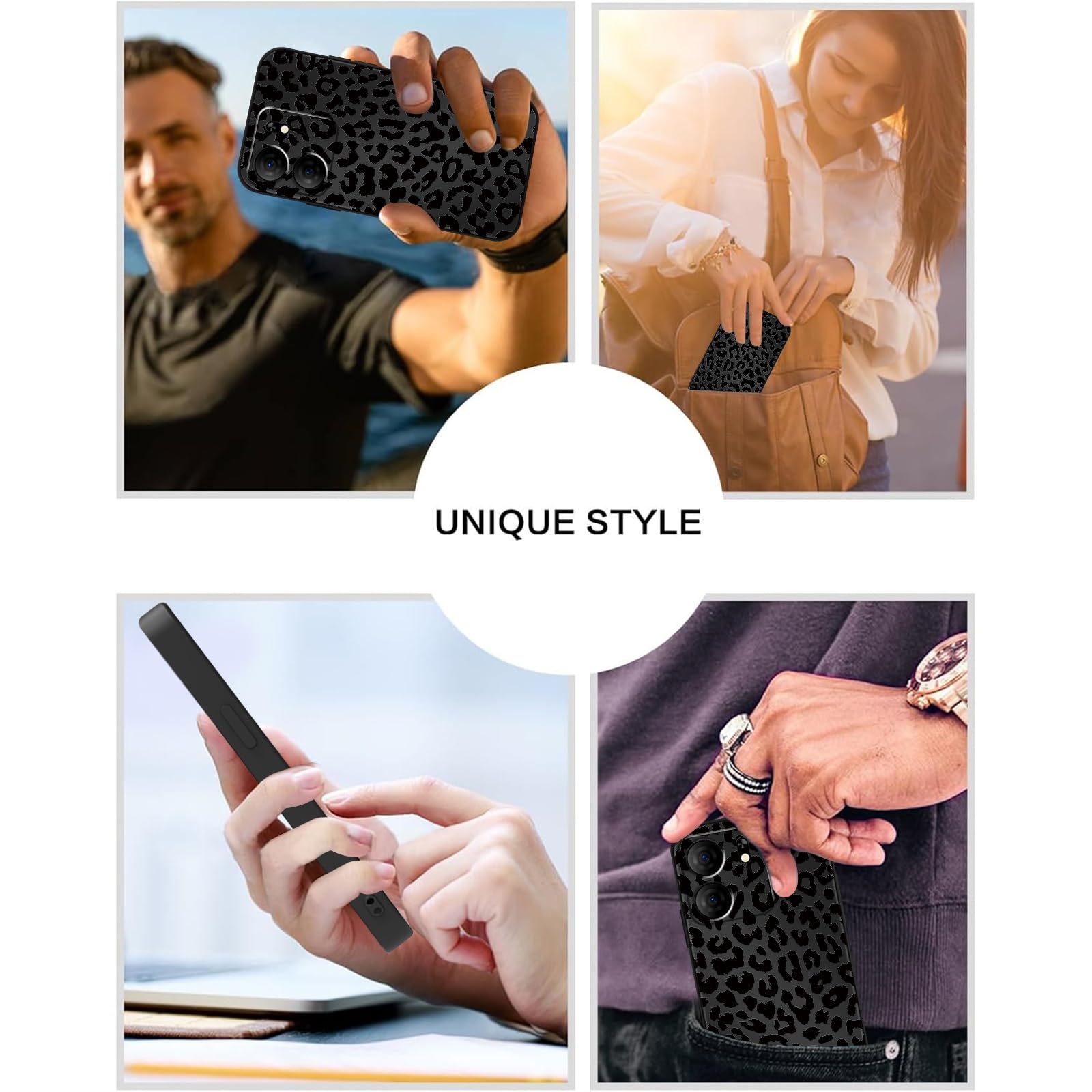 Funda protectora de TPU para BLU View 5 B160V de 6.6 pulgadas, diseño estético de leopardo negro, funda protectora de TPU suave y delgada a prueba de golpes para mujeres y niñas