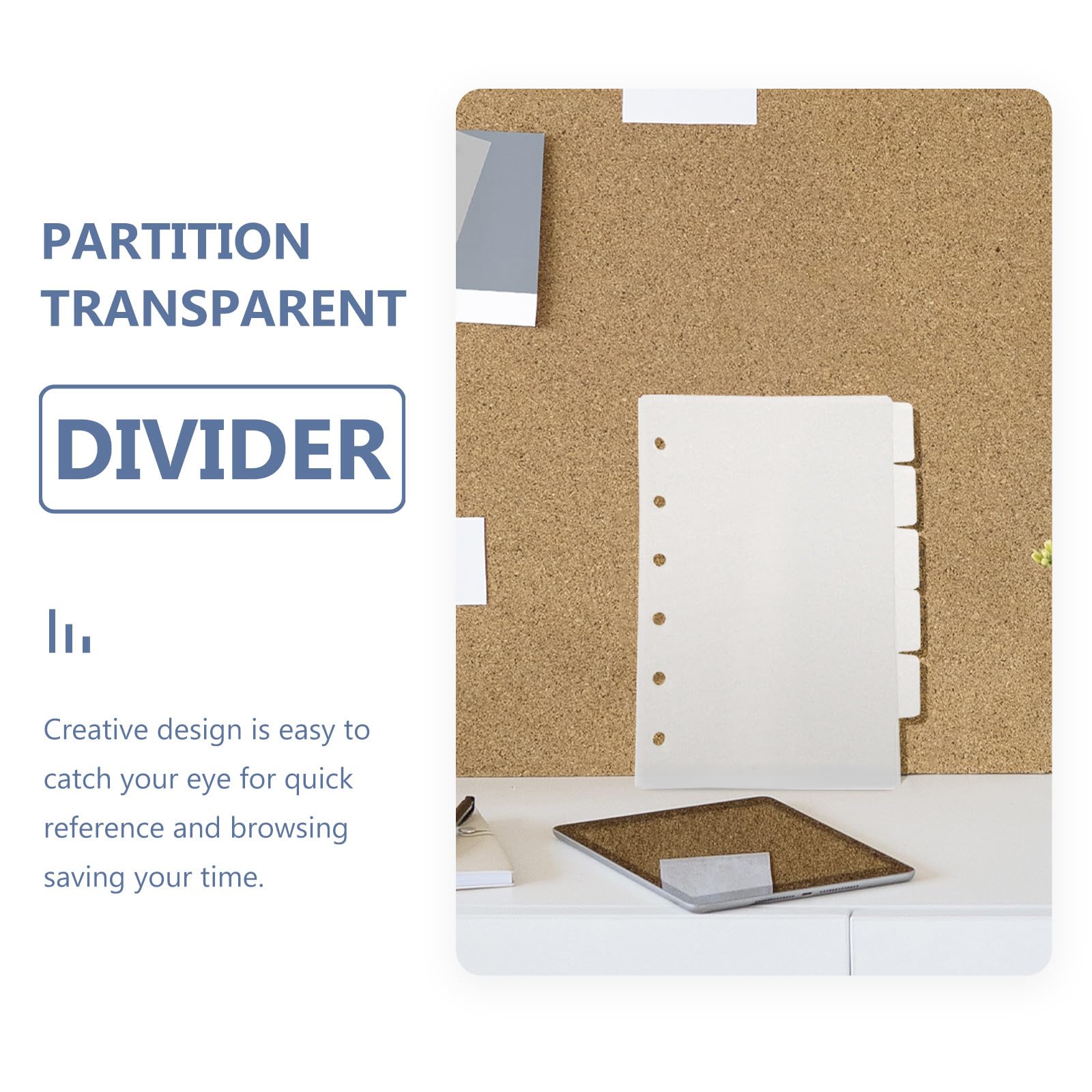 Separadores de Carpeta de 7 Hojas Transparentes A7, Divisores de Página de PP Mate 6 Agujeros, Pestañas Doradas para Cuadernos y Archivos de Oficina