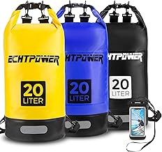 ECHTPower Dry Bag 5L, 10L, 20L, Waterproof with Adjustable Shoulder Strap, Reflective Strip, Waterproof Bag for Swimming, Boating, Canoeing, Stand Up Paddling