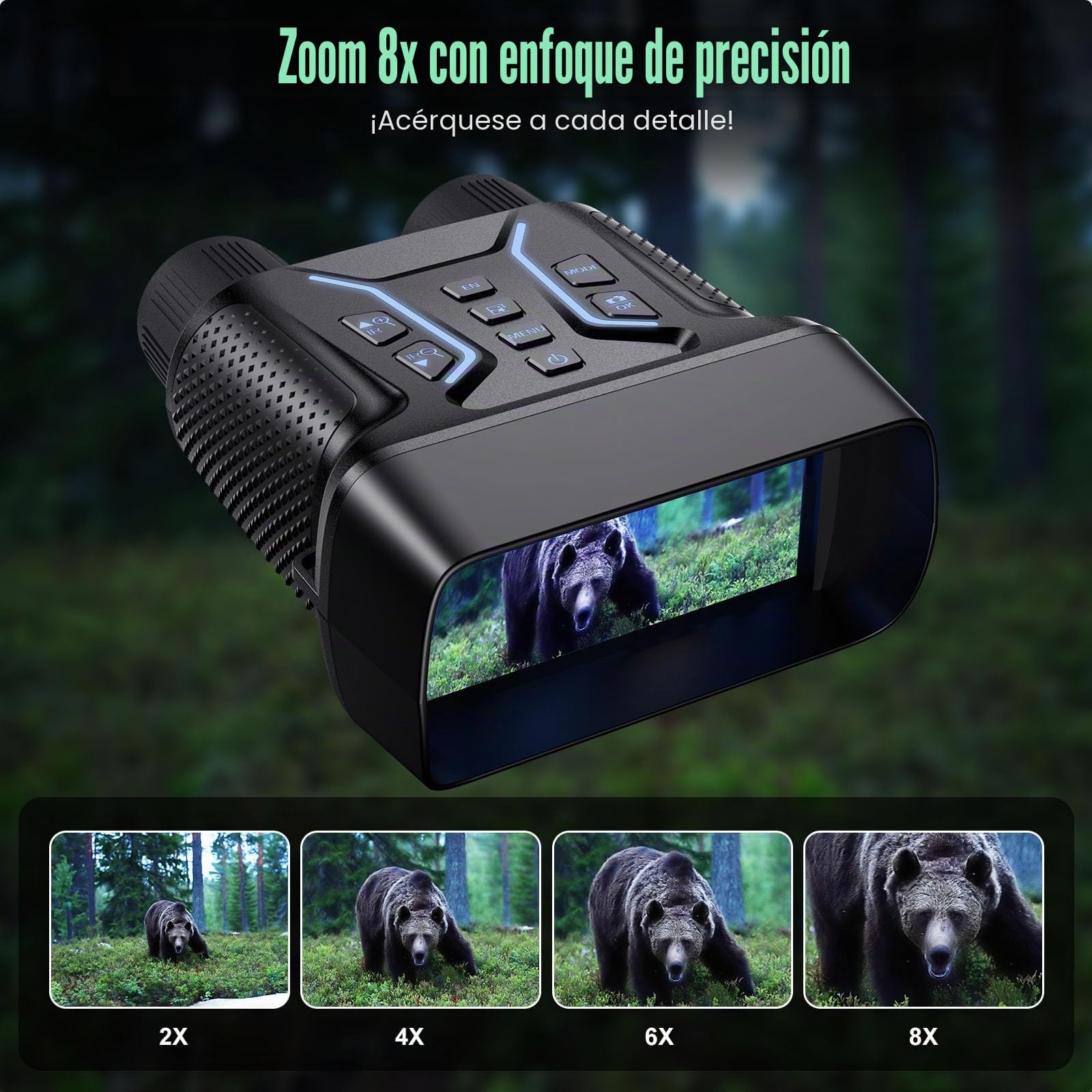 Gafas de visión nocturna, video 4K UHD y prismáticos de visión nocturna infrarroja de imagen de 36 MP con pantalla de 4.5 pulgadas, batería recargable de 4500 mAh, tarjeta TF de 32 GB, zoom