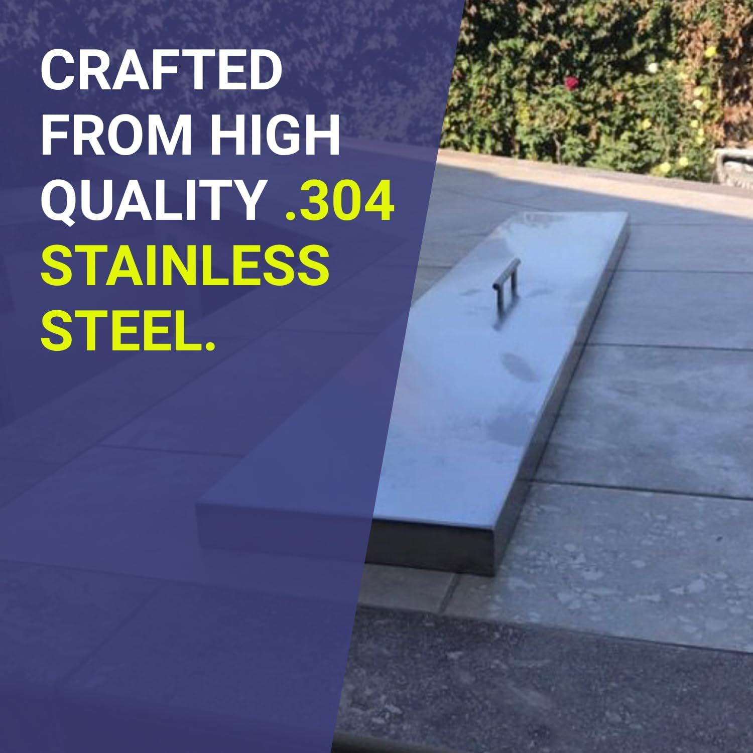 American Fireglass 63" Stainless Steel Cover Linear Drop-in Pan Cover