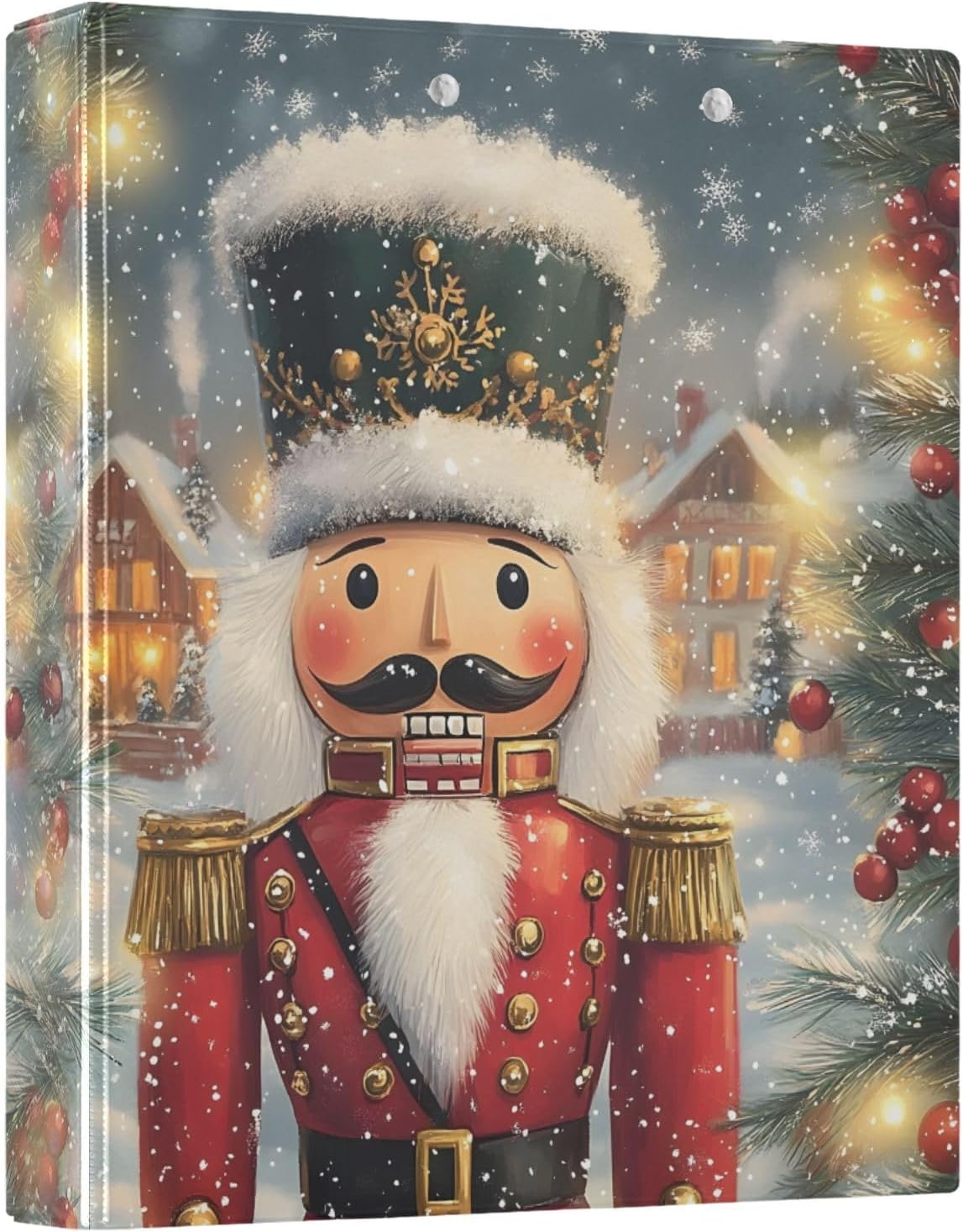 3 Ring Binder Nutcracker Christmas 1.5 inch Binders Three Ring Binders with Clipboard Fit 8.5'' x 11'' Paper 3 Interior PVC Clear Pockets for Office Supplies