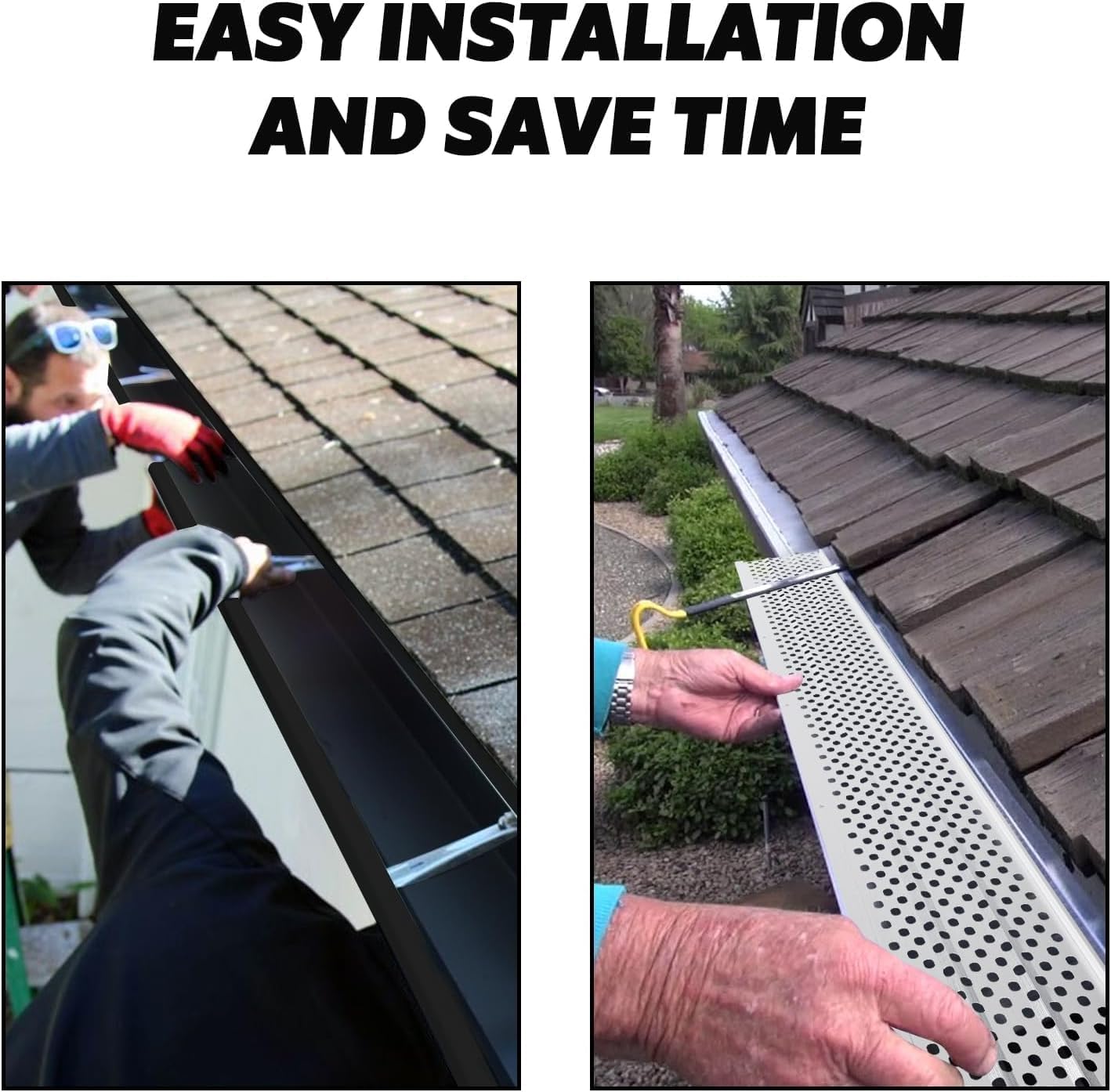 26Pack 48"x5" Aluminum Gutter Guards, Covers 104FT Total, Includes Screws & Gloves, 5x10mm Hole Size, Leaves Guards Compatible with All 5" Gutter Types