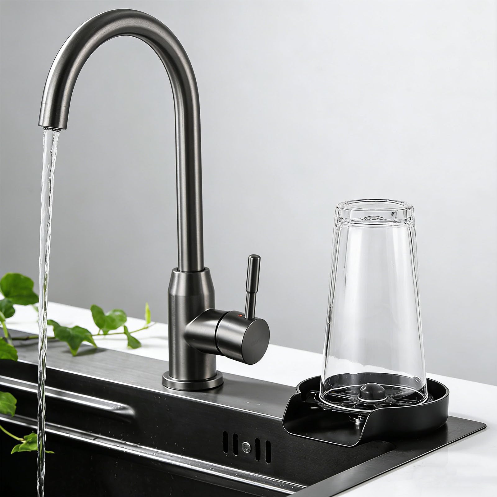 Dispensador automático para encimera, limpia al instante botellas y vasos, pulverizador de agua de limpieza rápida