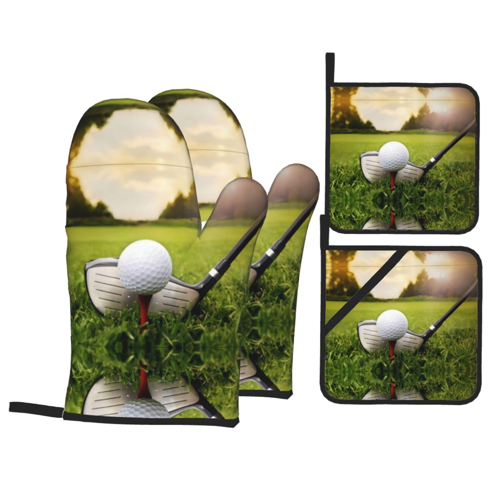 Set de repostería de golf de 4 piezas con estampados para cocinar y asar al aire libre