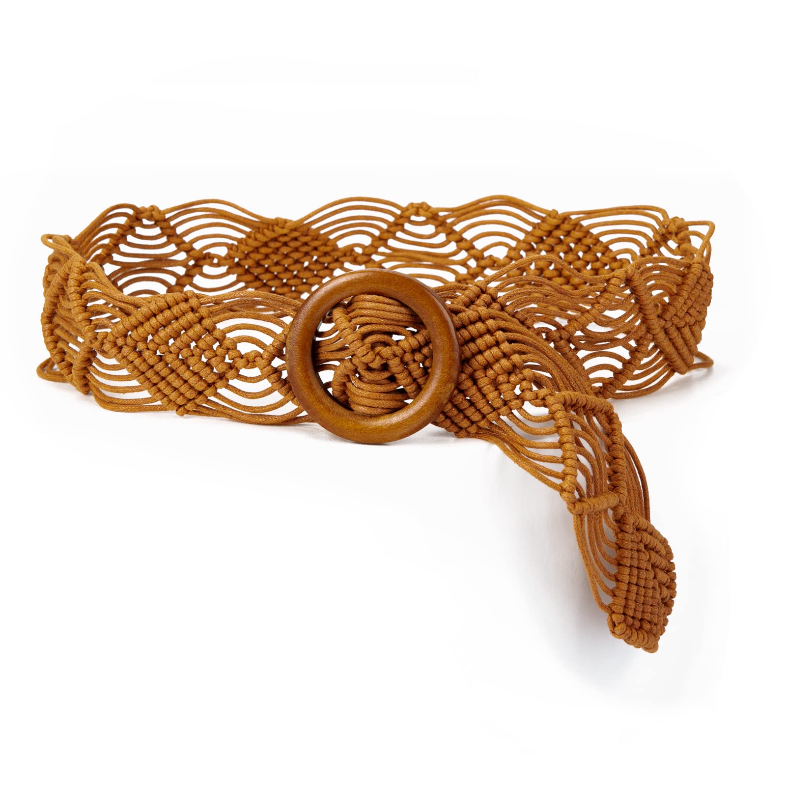 ILuvatar Women's Bohemian Style Rope Braid Waist Belt U33, Brown-06, 110 cm