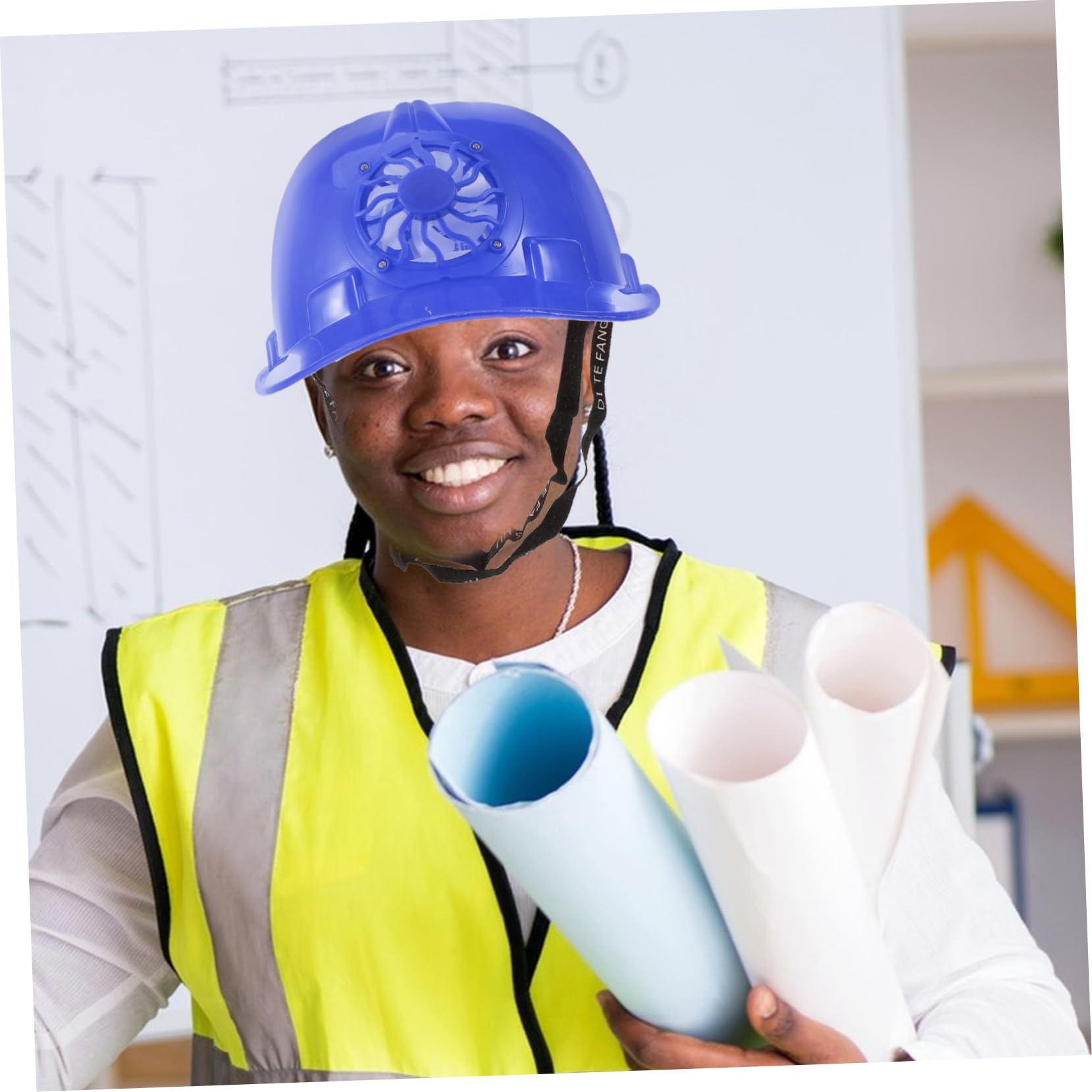 Gatuida Casco Sicurezza Solare con Ventilatore per Edilizia Casco Protettivo e Traspirante con Design Ombreggiante per Attività senza Batteria