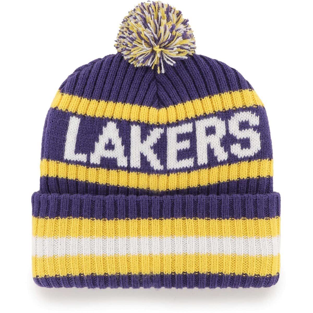 '47 NBA Unisex-Adult Primary Logo Bering Cuffed Knit Pom Beanie Hat (Los Angeles Lakers)