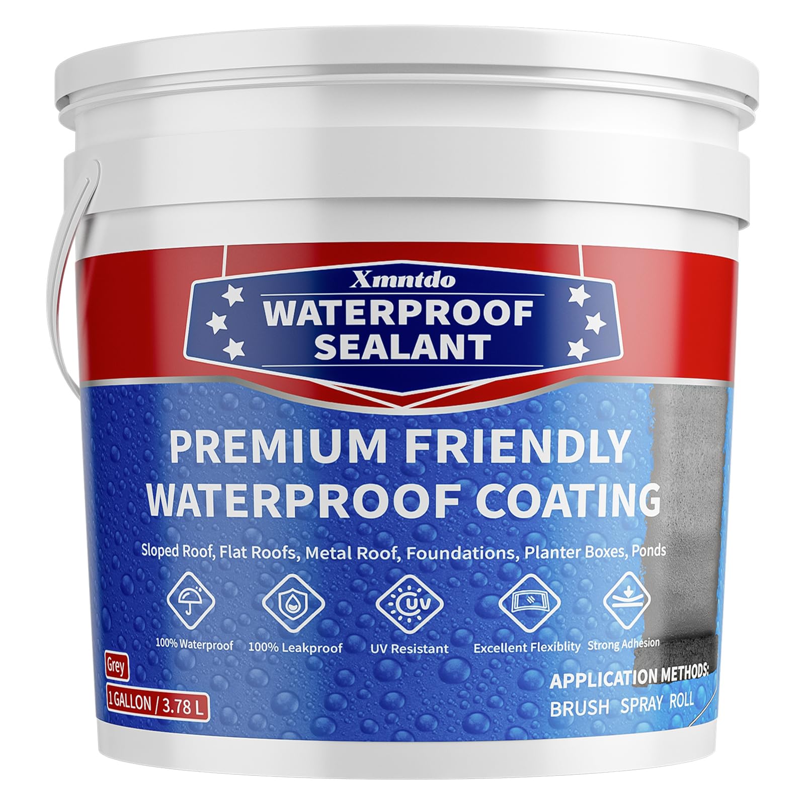 Xmntdo Polyurethane Waterproof Coating, 1 Gallon, Light Grey, Flexible Roof Sealant Waterproof, Indoor & Outdoor Multi-Surface Water Proof Sealant for
