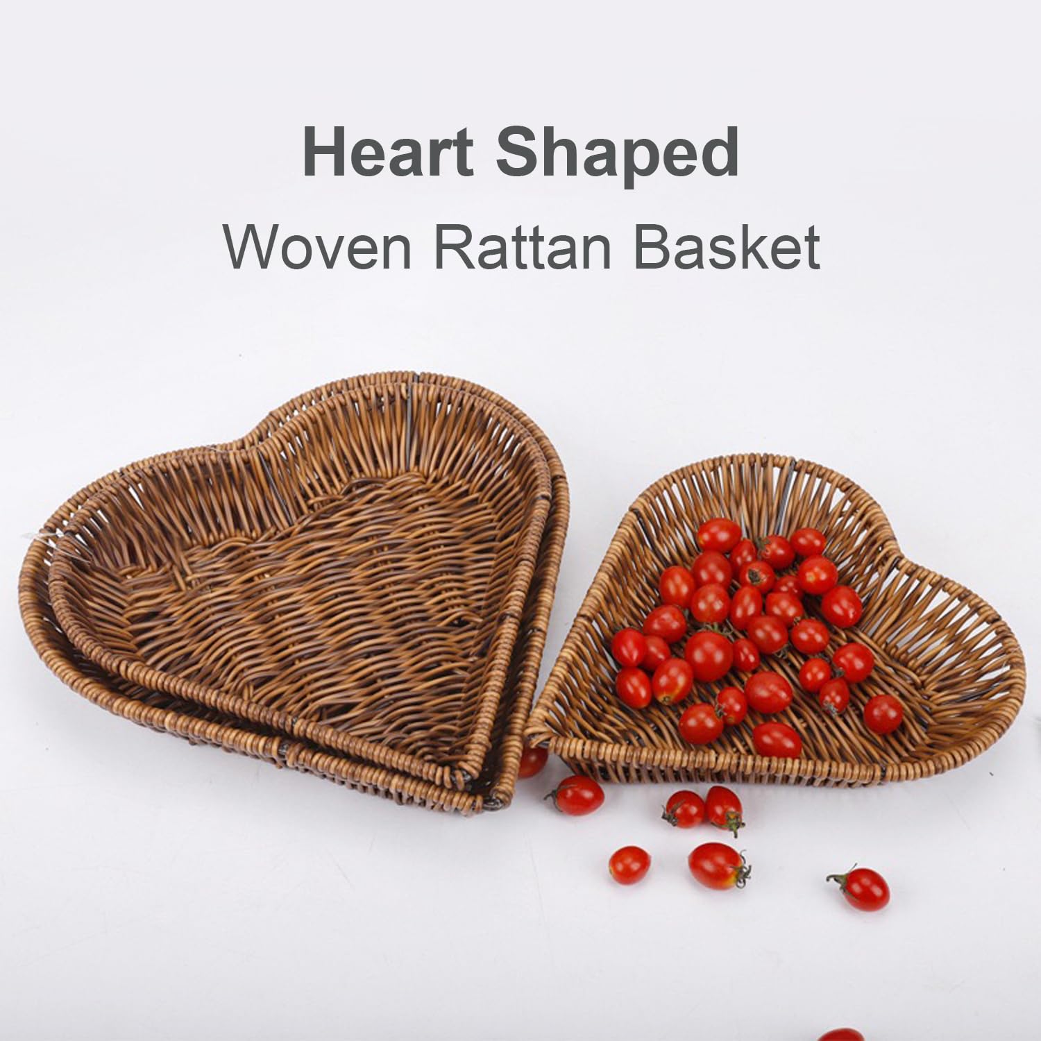 BinaryABC Herz-Korb Aus Rattan – Ideal Für Obst, Brot, Deko & Aufbewahrung, Perfekt Als Valentinstag-Dekoration