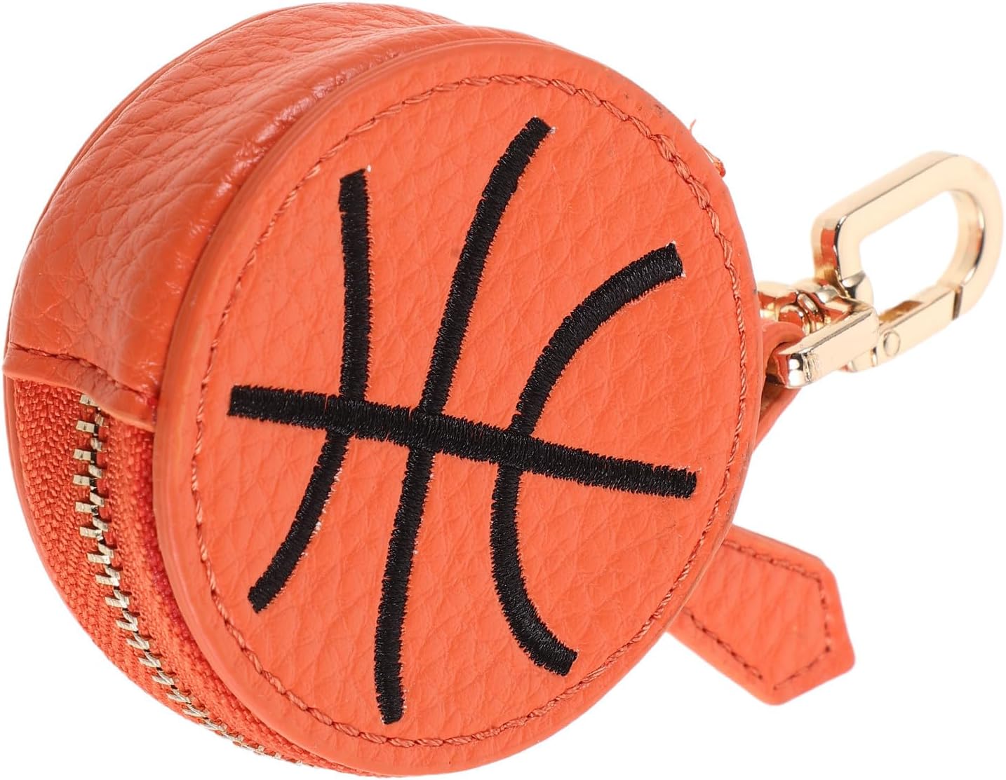 BESTOYARD Basketball Shaped Pu Leather Coin Purse for Travel and Daily Errands, Scratch Resistant Compact Storage Wallet with Zipper and Buckle, Portable Basketball Coin Organizer for Sports