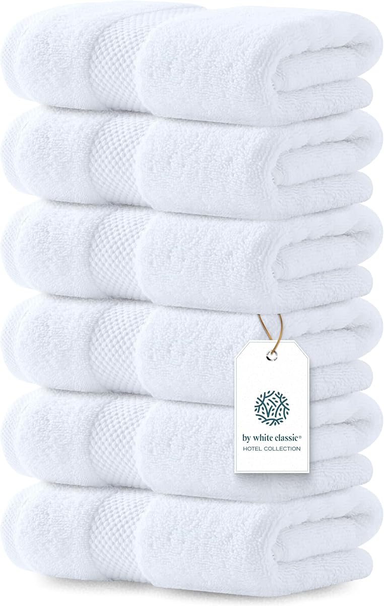 Luxury White Hand Towels - Soft 100% Turkish Cotton | Highly Absorbent Hotel spa Bathroom Towel Collection | 16x30 Inch | Set of 6 : Amazon.ca: Home