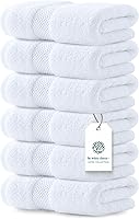 WhiteClassic Luxury 100% Turkish Cotton Hand Towels Set of 6 - 16x30 Inch Soft Highly Absorbent Hotel Spa Quality White