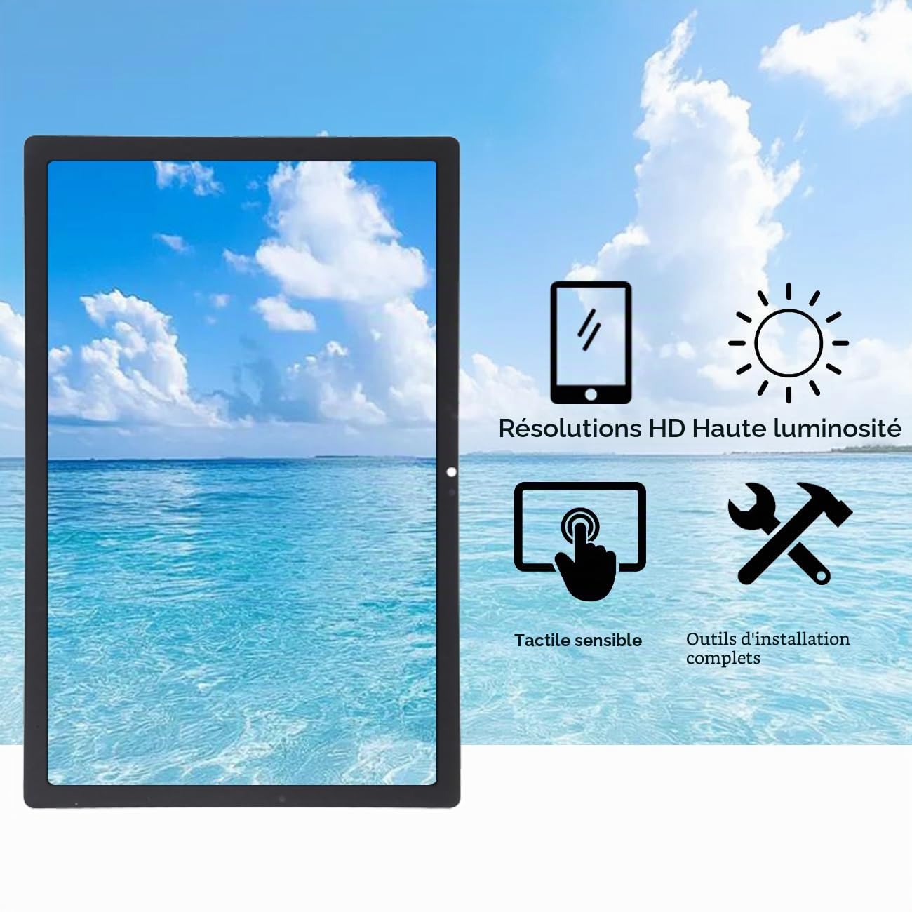 Écran pour Samsung Tab A8 10.5 2021 X200 X205 Noir | avec Kit de réparation，TFT LCD，Affichage HD，Remplacement d'écran