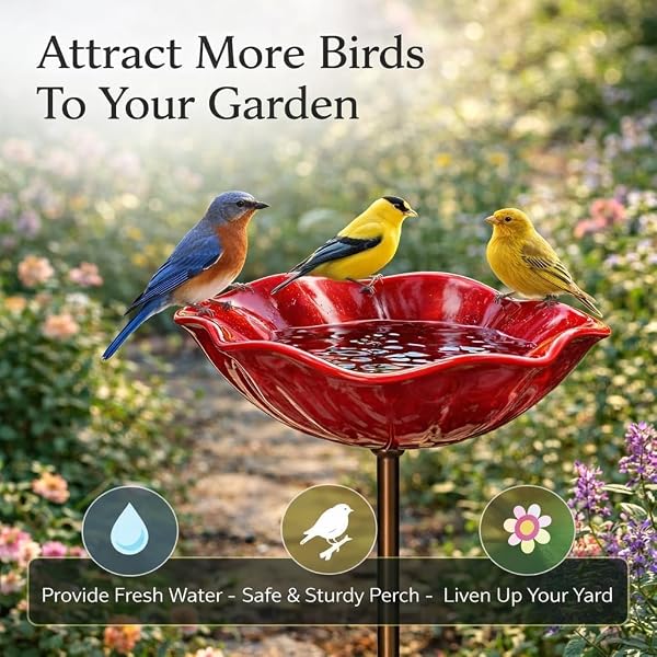 Handmade Metal Flower Garden Stakes with Bird Bath & Bee Water Bowl, 2026 New Handmade Decorative Outdoor Yard Art, Butterfly & Pollinator Watering Station, Weather-Resistant Garden Decor Gift (1pcs) - 4